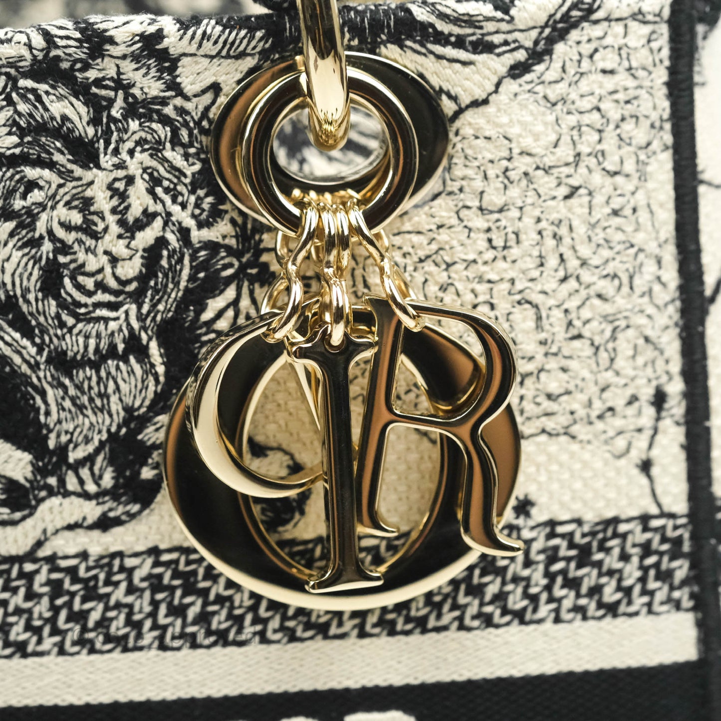 Christian Dior Medium Lady D-Lite Toile de Jouy Zodiac Embroidery Gold Hardware