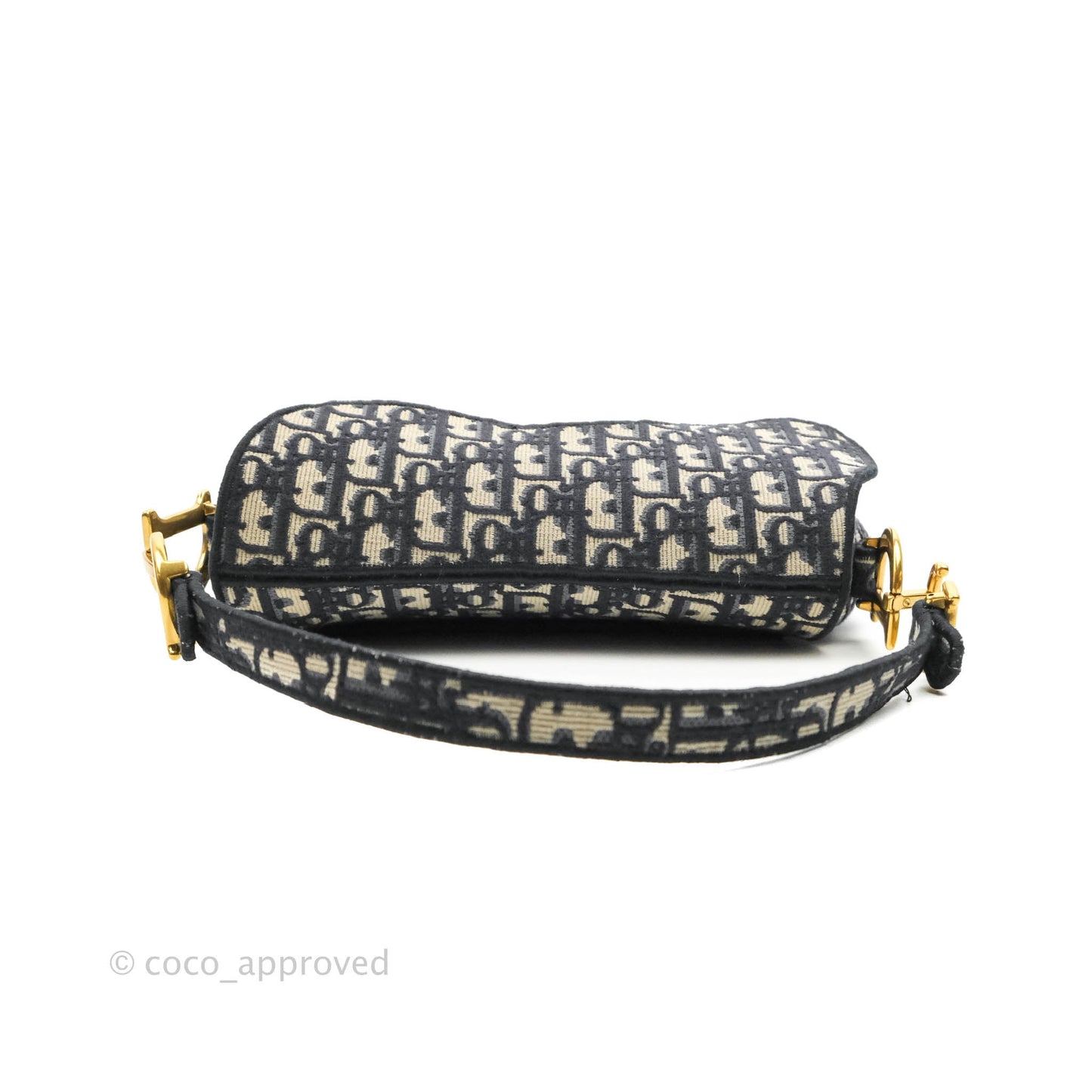 Christian Dior Navy Saddle Bag Dior Oblique Embroidery Gold Hardware