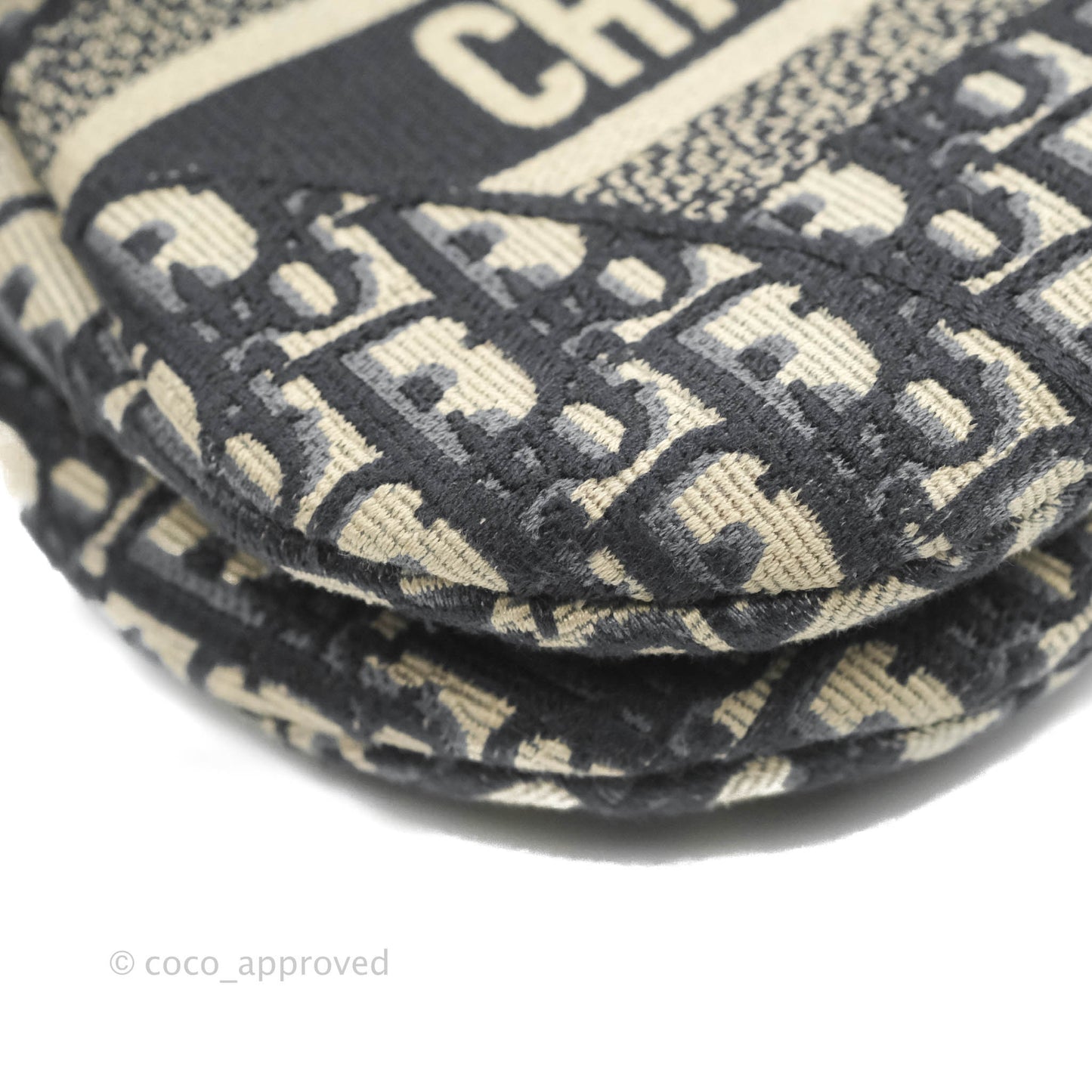 Christian Dior Navy Saddle Bag Dior Oblique Embroidery Gold Hardware