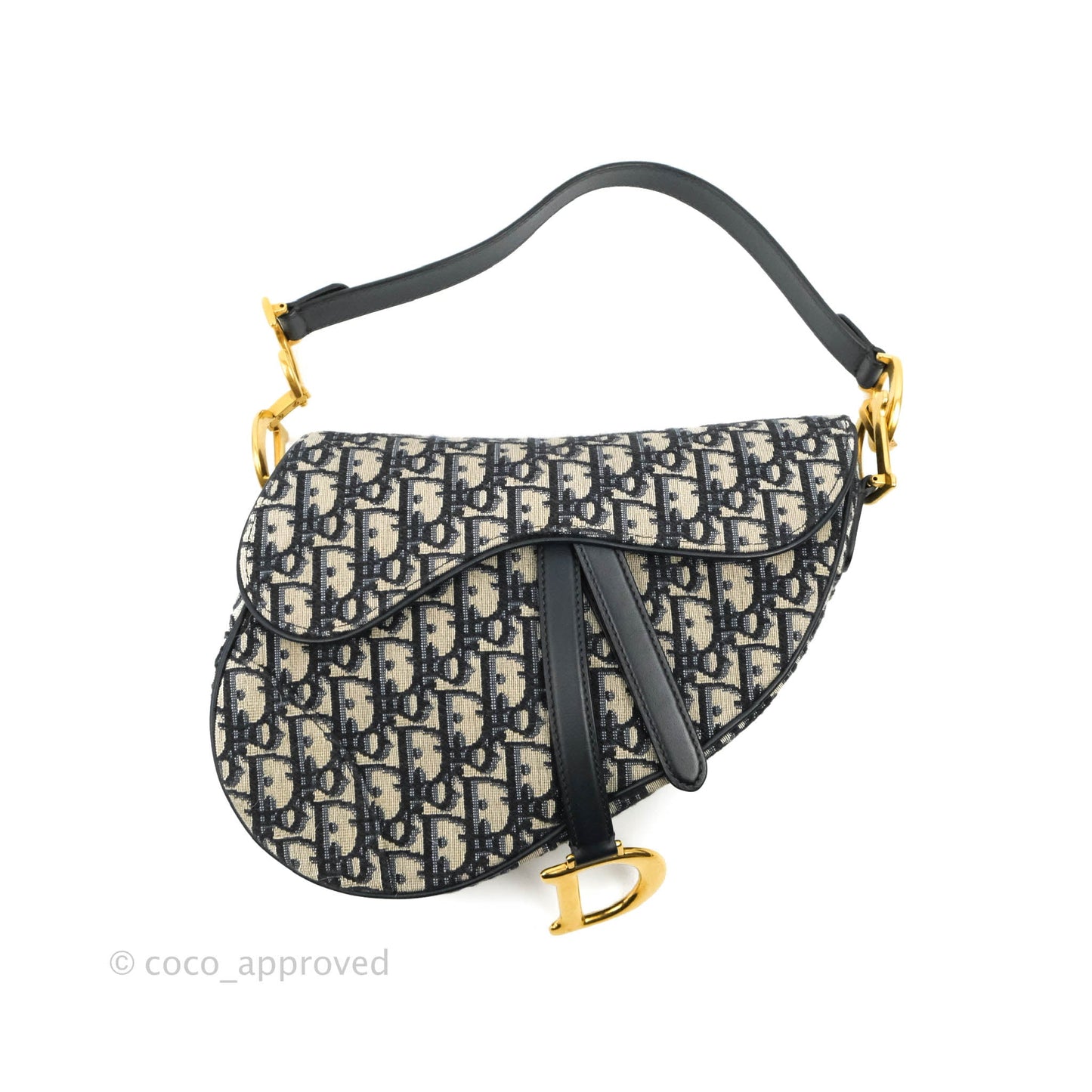 Christian Dior Saddle Medium Blue Oblique Jacquard Gold Hardware