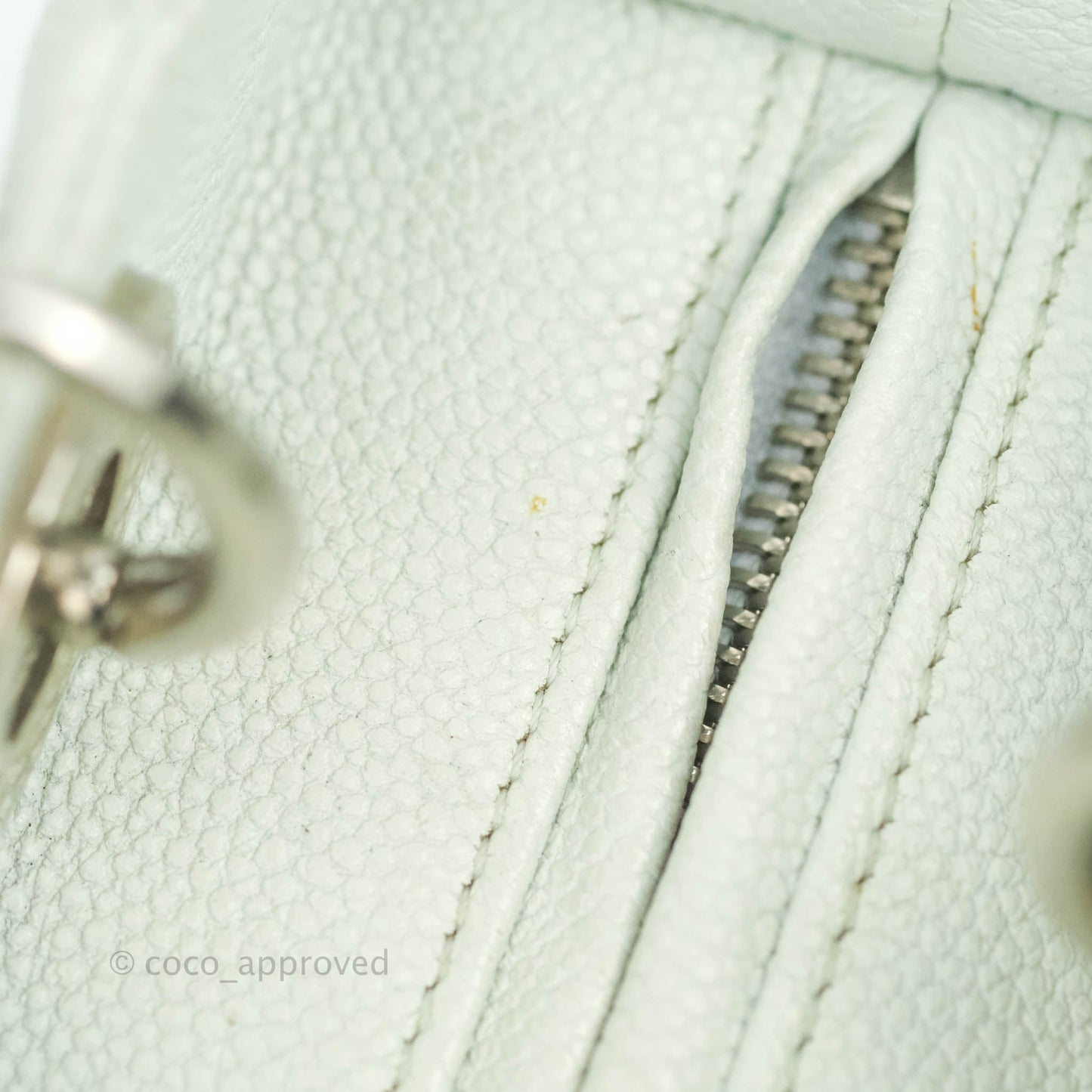 Christian Dior Medium Lady Dior Light Mint Grained Leather Silver Hardware
