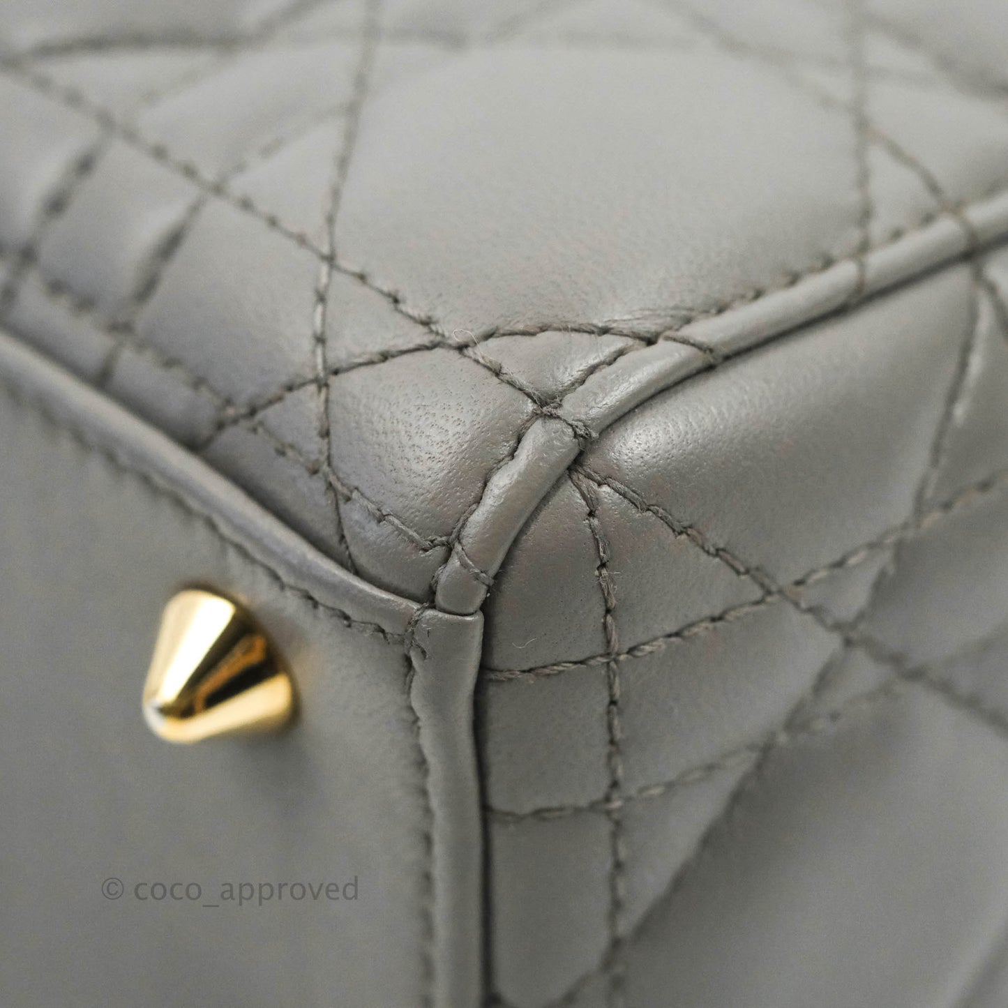 Christian Dior Lambskin My ABCDior Lady Dior Grey Gold Hardware