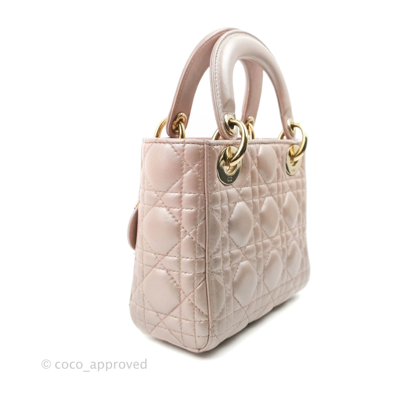 Christian Dior Mini Lady Dior Iridescent Light Pink Cannage Gold Hardware