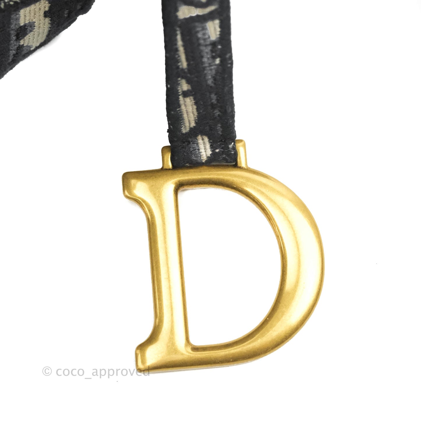 Christian Dior Navy Saddle Bag Dior Oblique Embroidery Gold Hardware