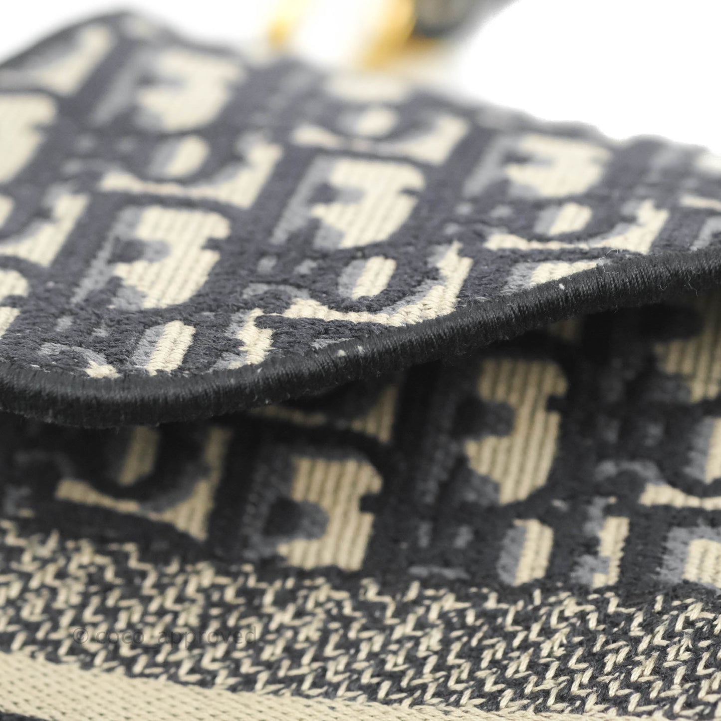 Christian Dior Navy Saddle Bag Dior Oblique Embroidery Gold Hardware