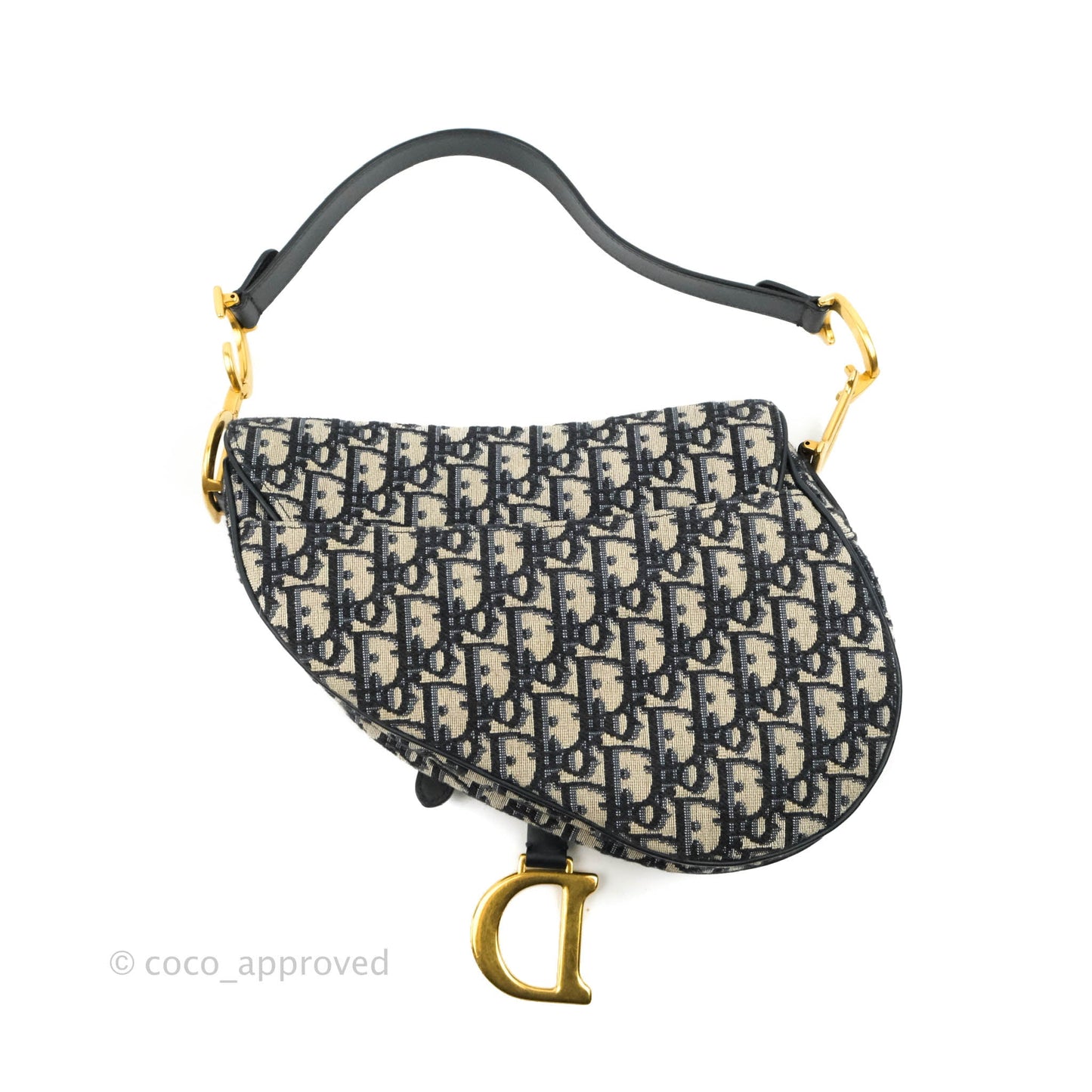 Christian Dior Saddle Medium Blue Oblique Jacquard Gold Hardware