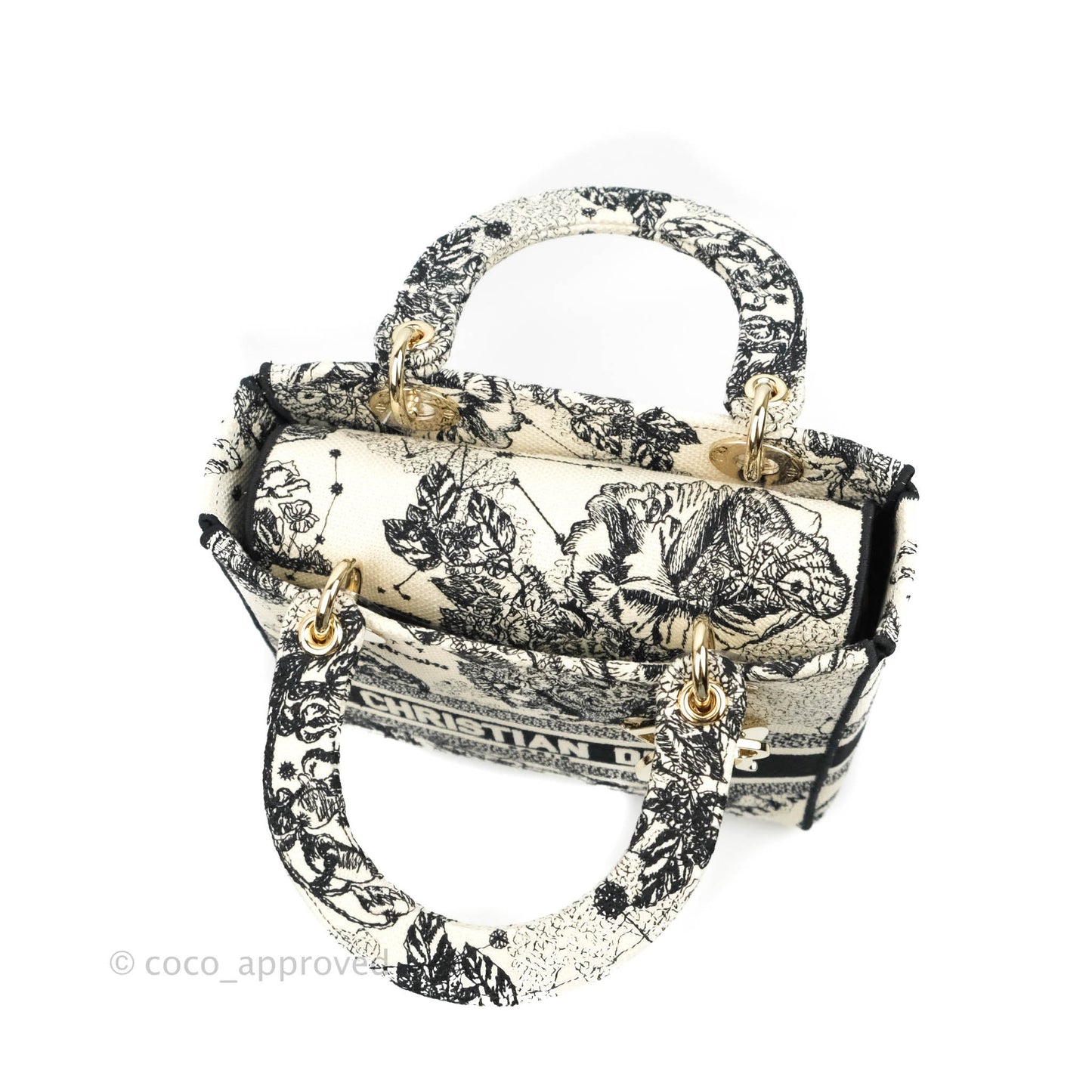Christian Dior Medium Lady D-Lite Toile de Jouy Zodiac Embroidery Gold Hardware