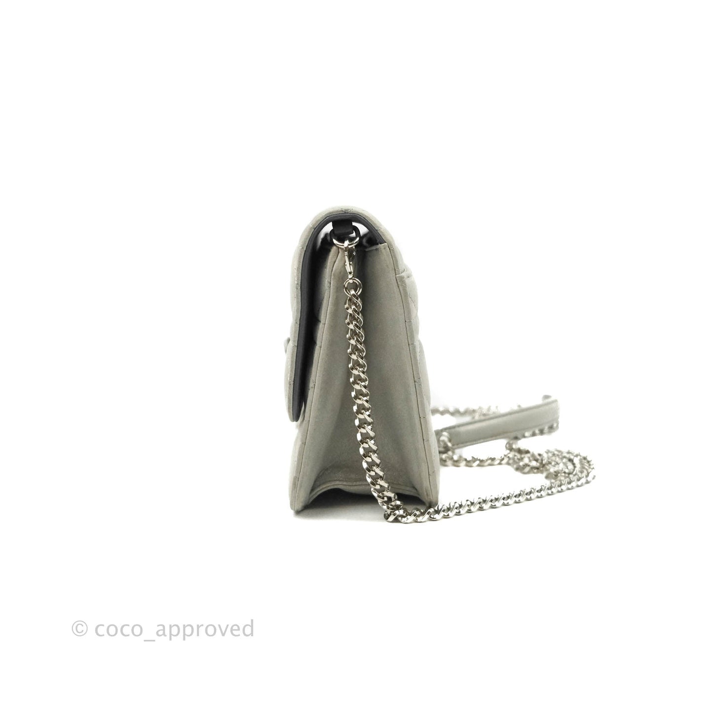 Christian Dior Miss Dior WOC Cannage Metallic Grey Silver Hardware
