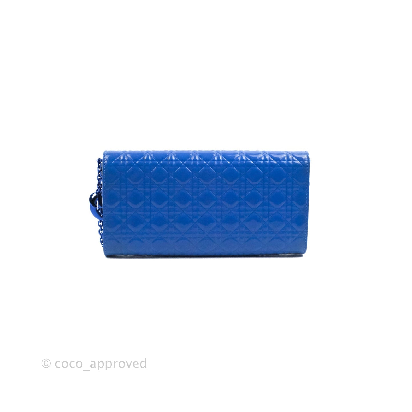 Christian Dior Lady Dior Clutch Bag Cannage Patent Blue