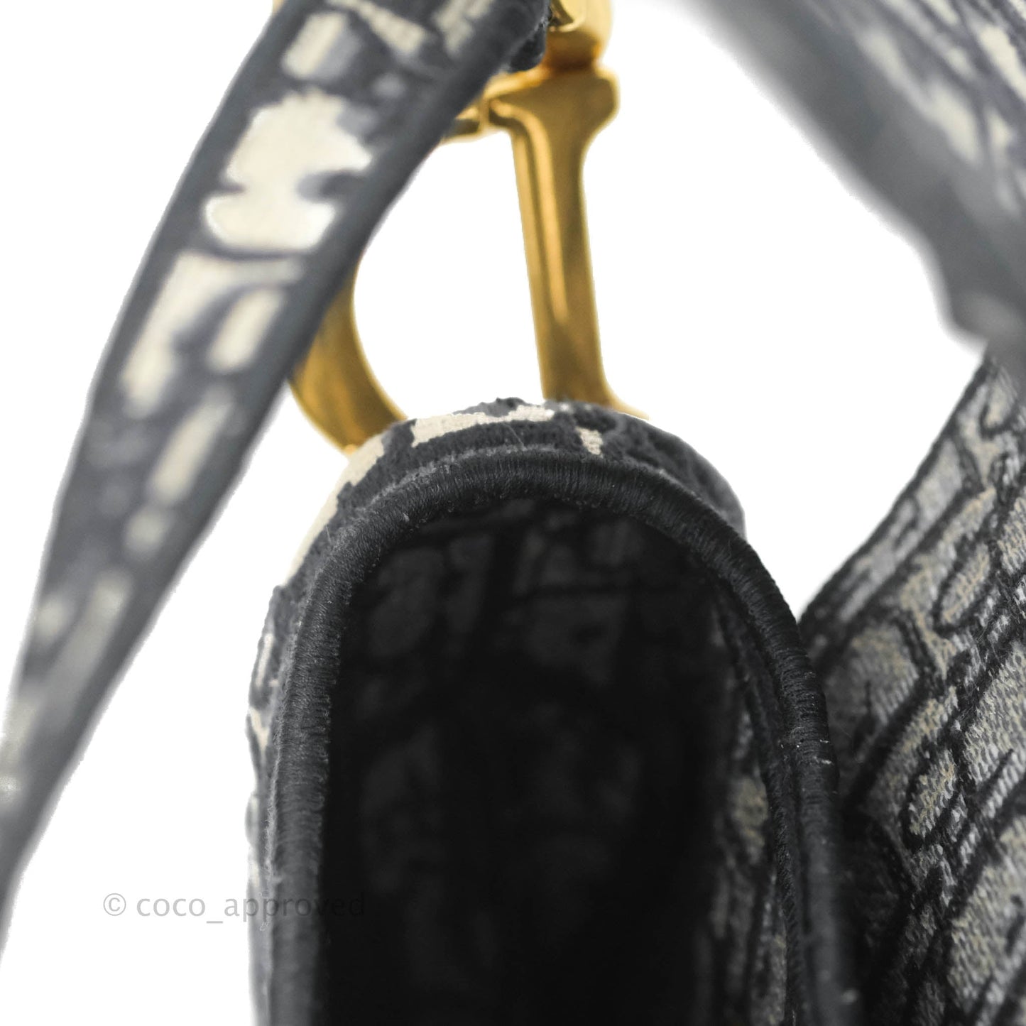 Christian Dior Navy Saddle Bag Dior Oblique Embroidery Gold Hardware
