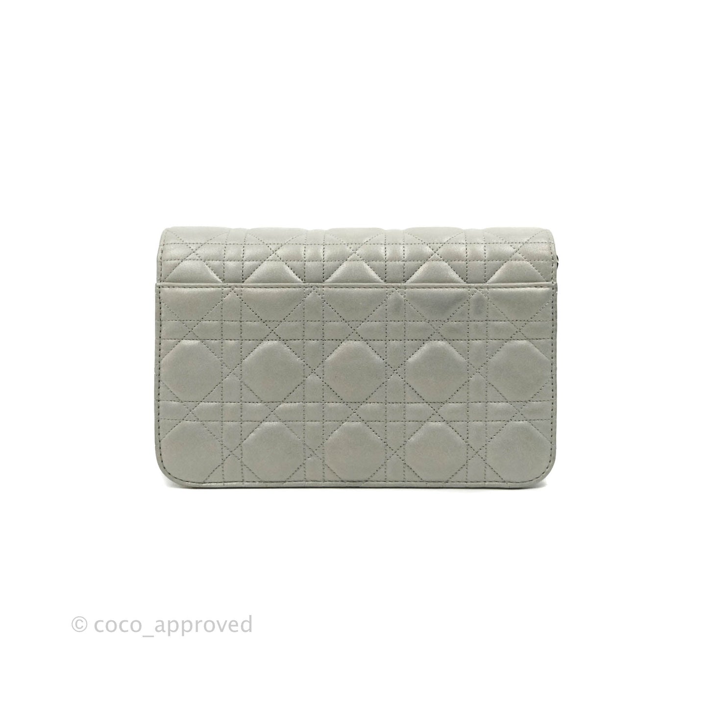 Christian Dior Miss Dior WOC Cannage Metallic Grey Silver Hardware