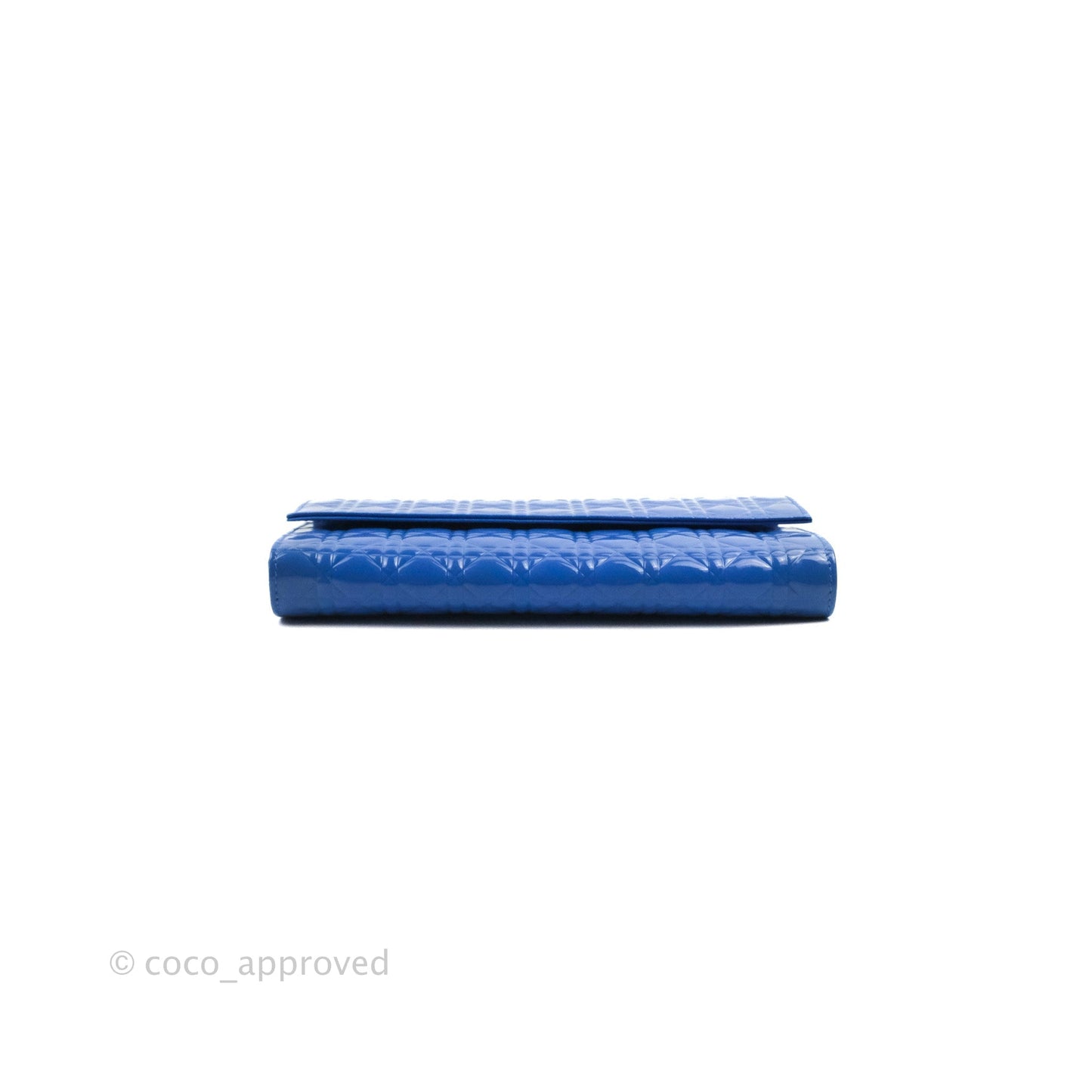 Christian Dior Lady Dior Clutch Bag Cannage Patent Blue
