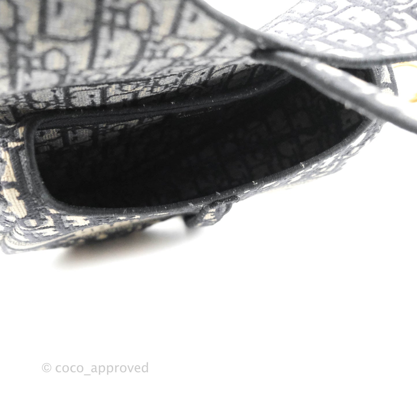 Christian Dior Navy Saddle Bag Dior Oblique Embroidery Gold Hardware