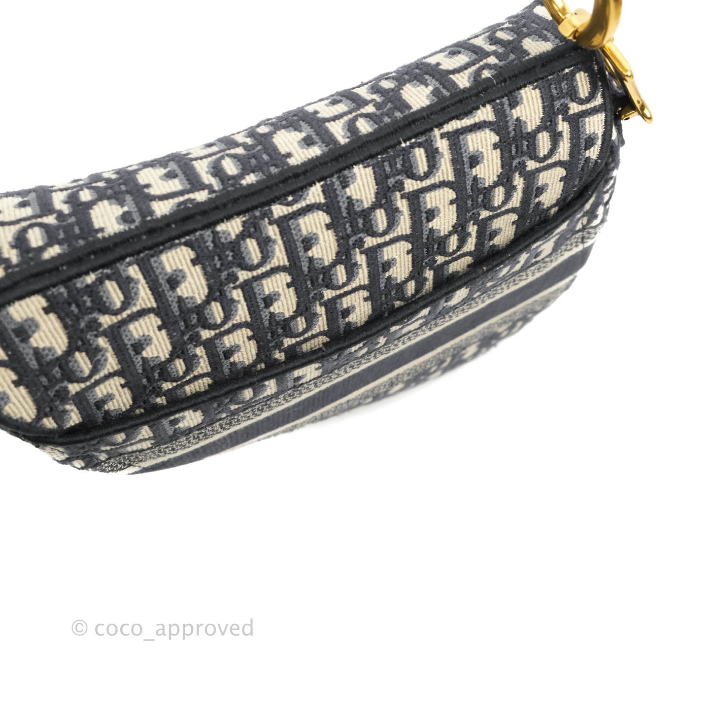 Christian Dior Navy Saddle Bag Dior Oblique Embroidery Gold Hardware