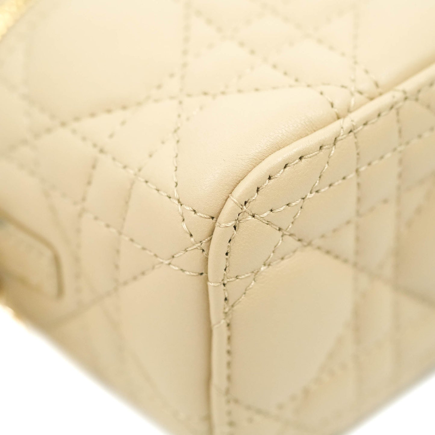 Christian Dior Micro Lady Dior Vanity Case Beige Cannage Lambskin