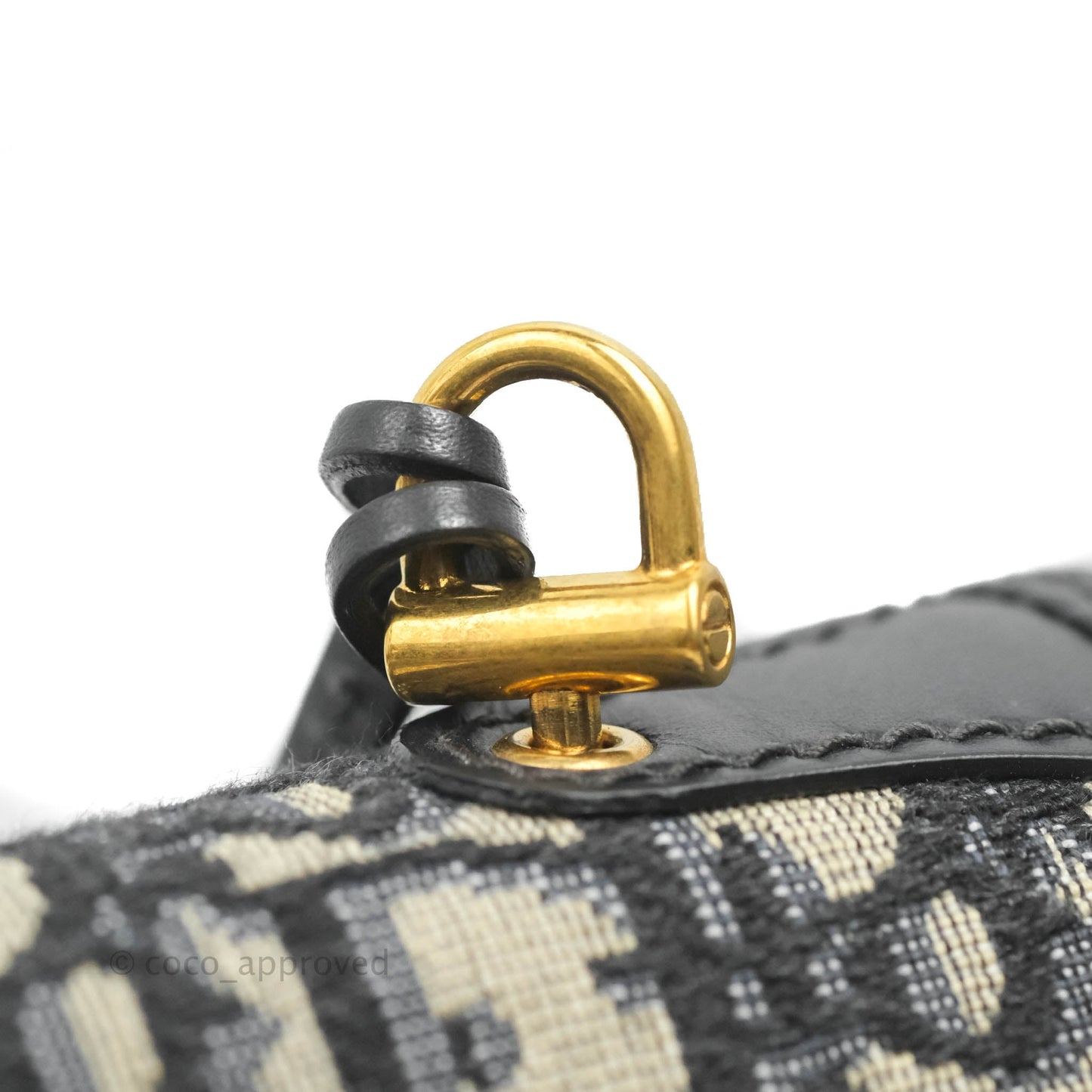 Christian Dior Oblique Small DiorAddict Flap Bag Navy Blue Aged Gold Hardware