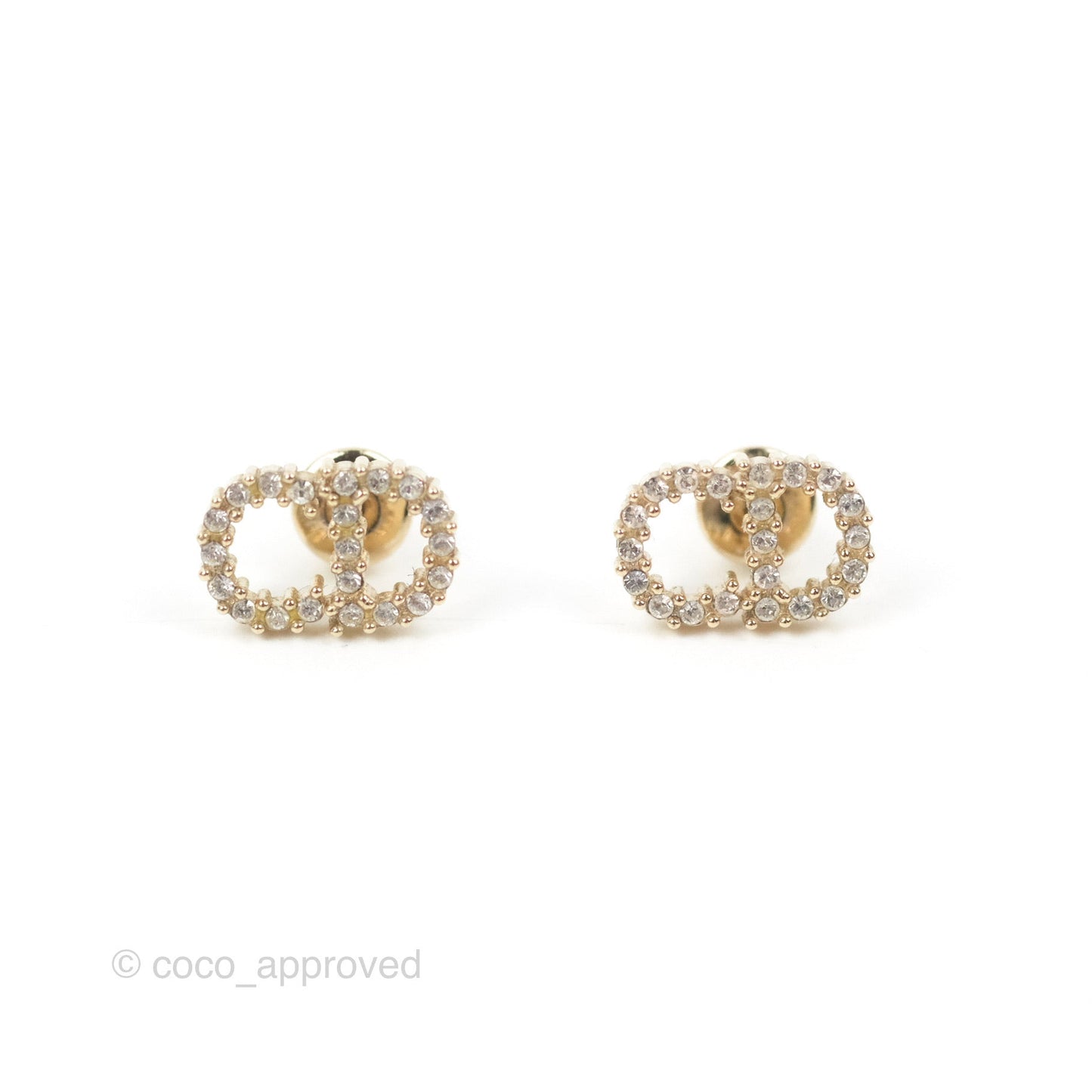 Christian Dior Clair D Lune Earrings Crystal Gold Tone