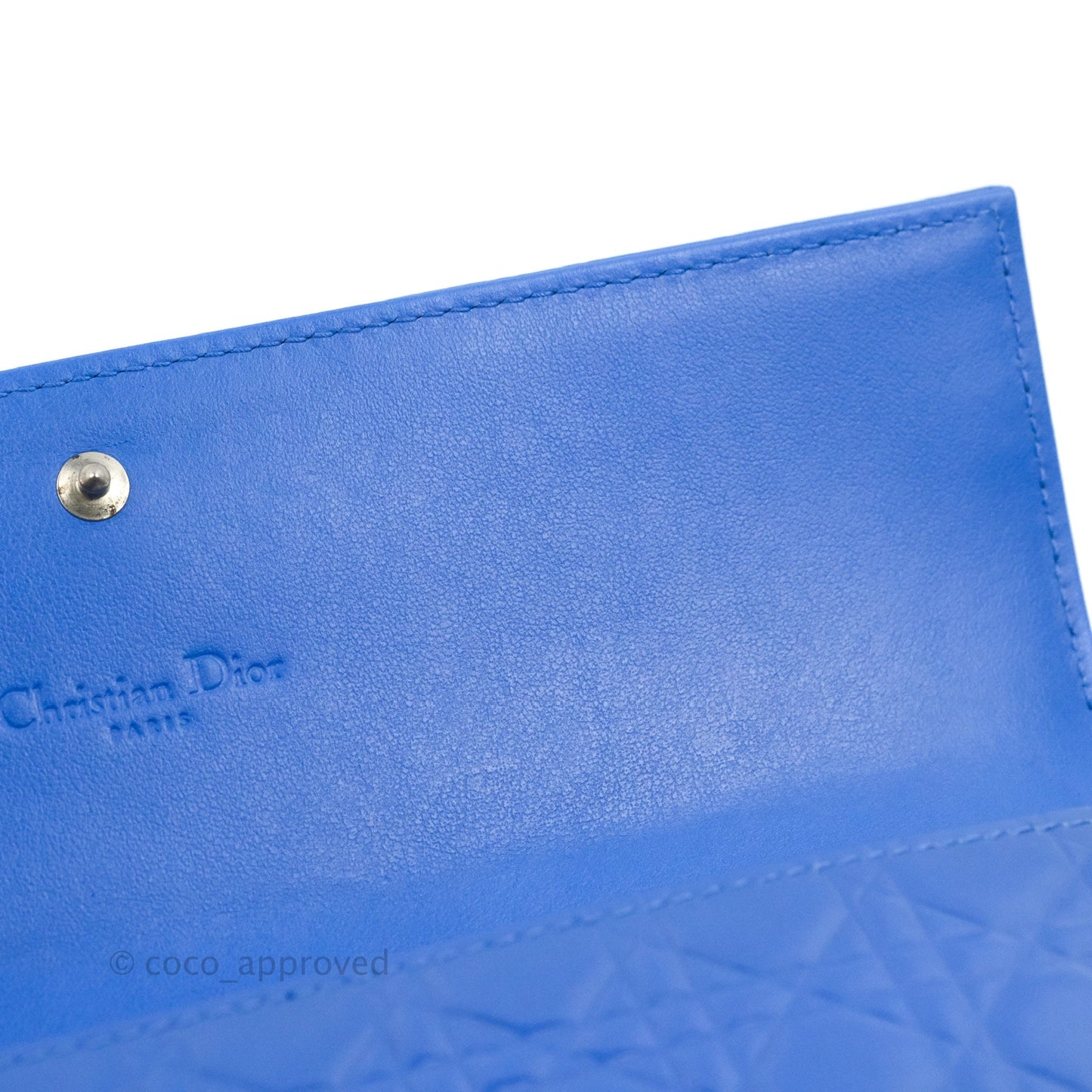 Christian Dior Lady Dior Clutch Bag Cannage Patent Blue