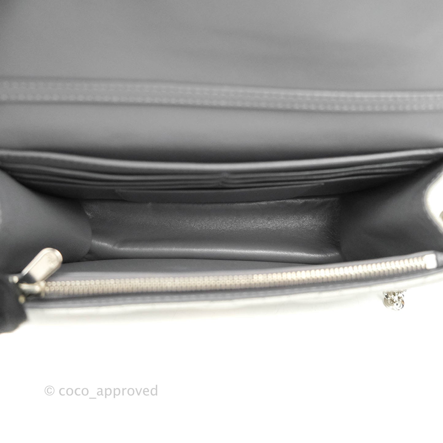 Christian Dior Miss Dior WOC Cannage Metallic Grey Silver Hardware
