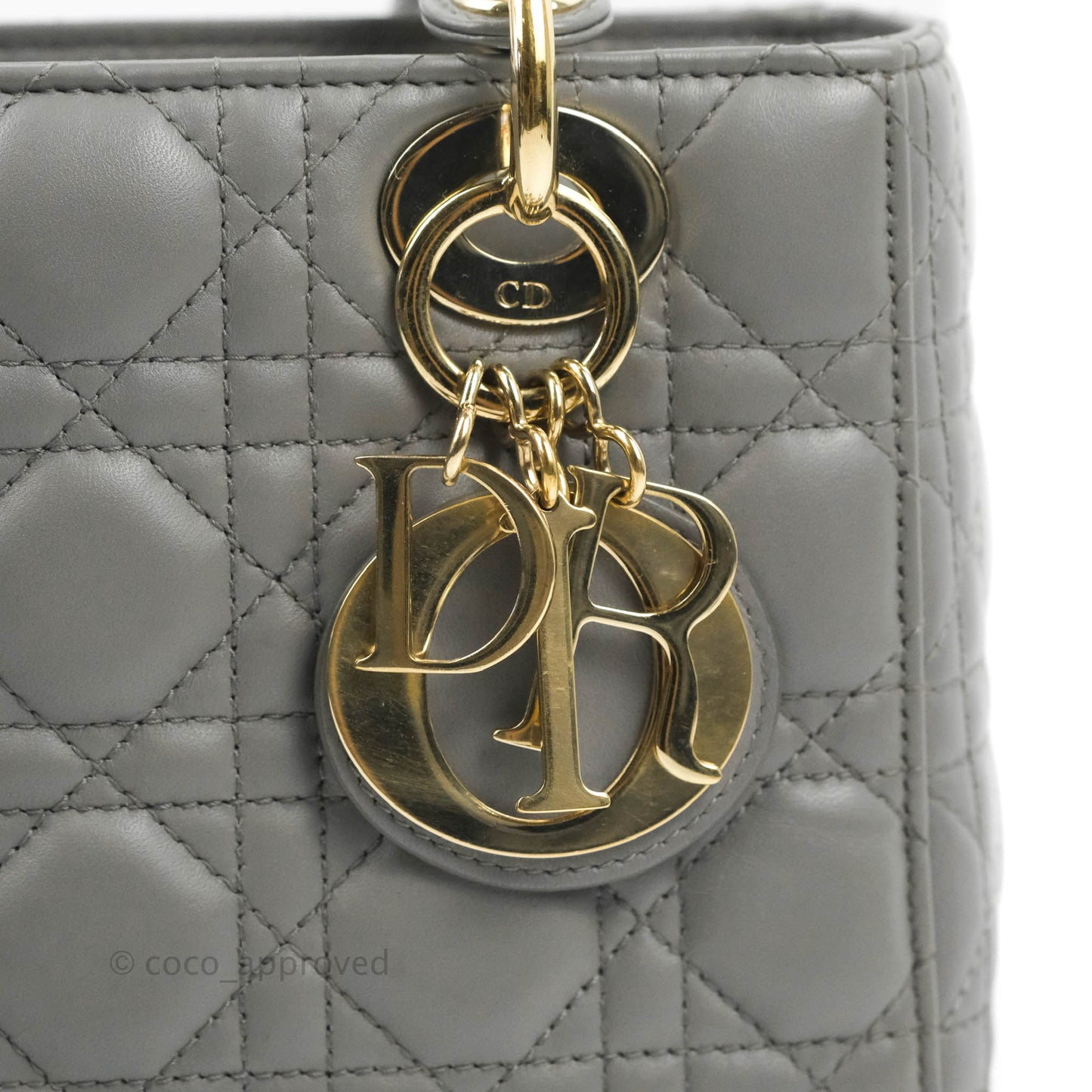 Christian Dior Lambskin My ABCDior Lady Dior Grey Gold Hardware