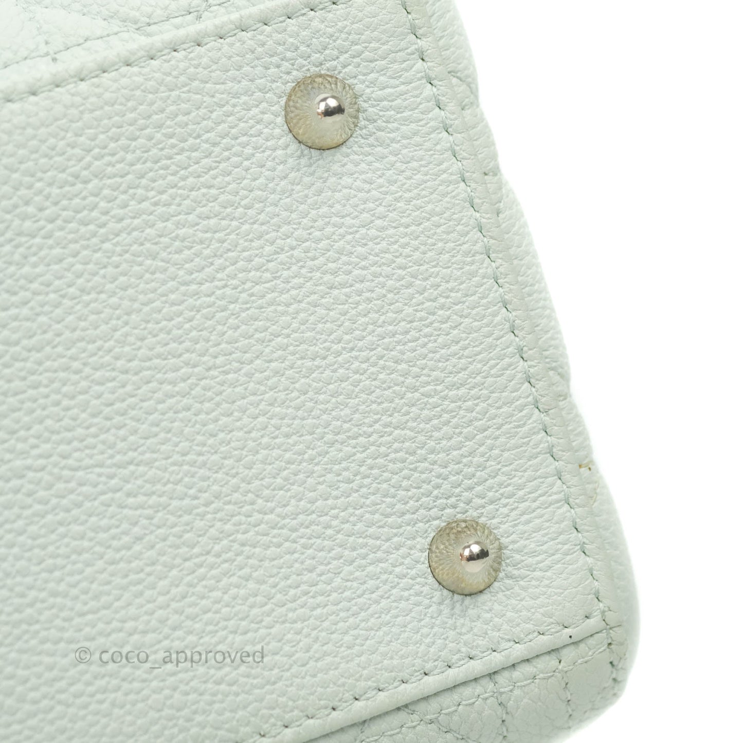 Christian Dior Medium Lady Dior Light Mint Grained Leather Silver Hardware