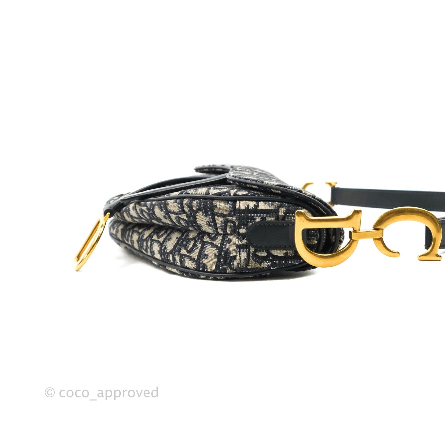 Christian Dior Saddle Medium Blue Oblique Jacquard Gold Hardware