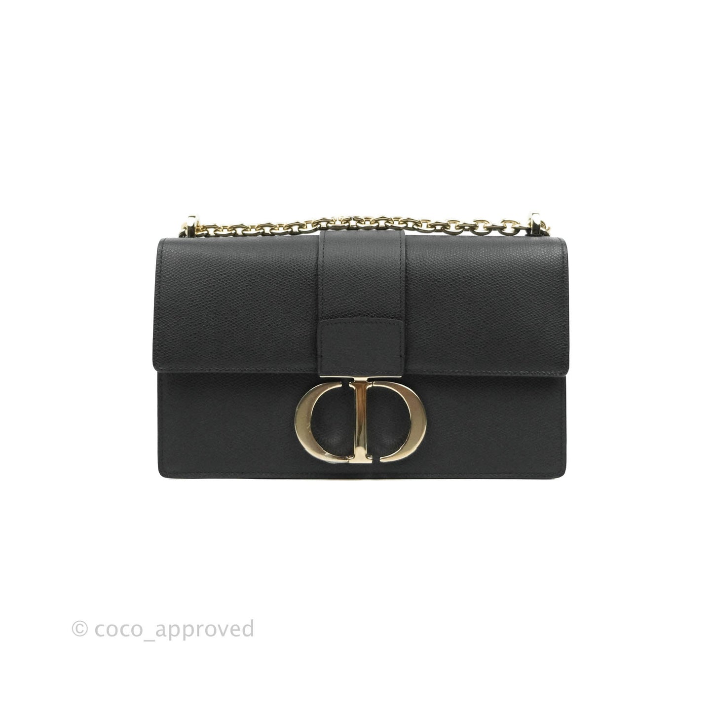 Christian Dior 30 Montaigne with Chain Black Grained Calfskin