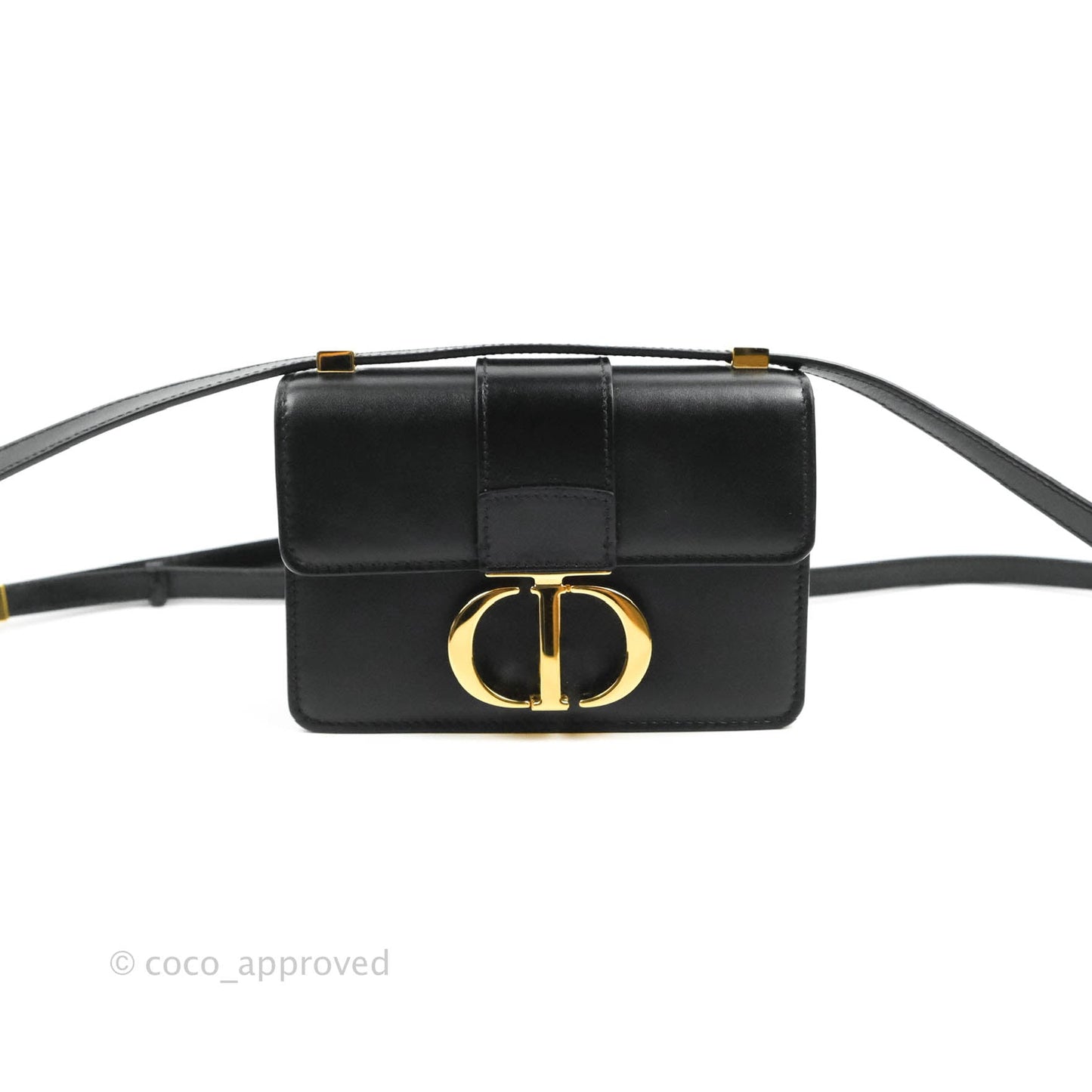 Christian Dior Smooth Calfskin Micro 30 Montaigne Flap Bag Black Gold Hardware