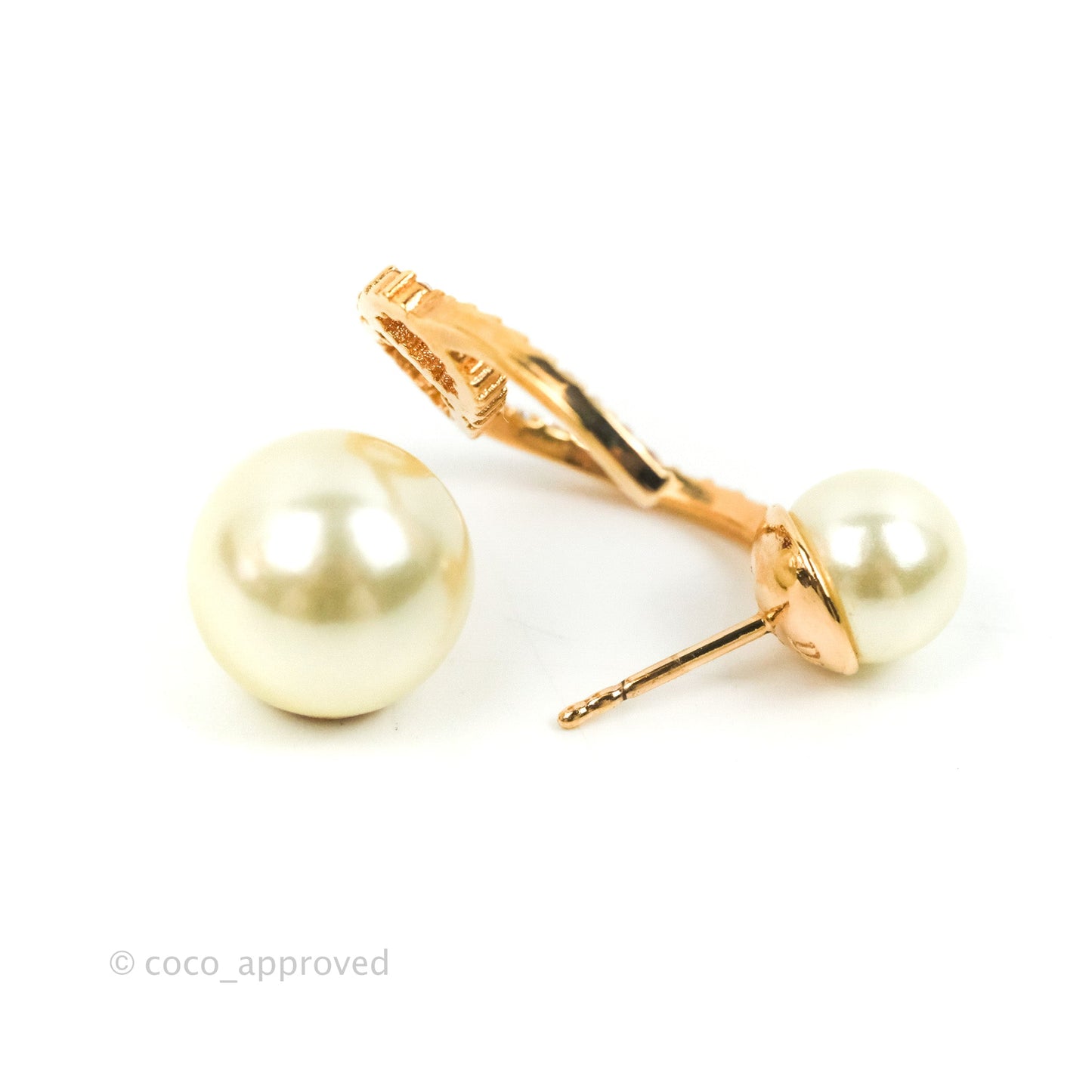 Christian Dior CD Crystal Pearl Hoop Earrings Pink Gold Tone