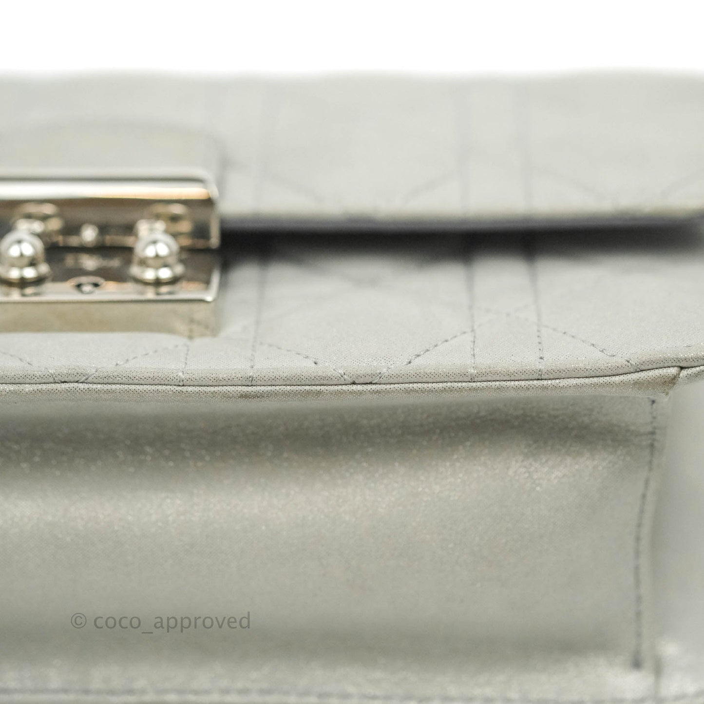 Christian Dior Miss Dior WOC Cannage Metallic Grey Silver Hardware