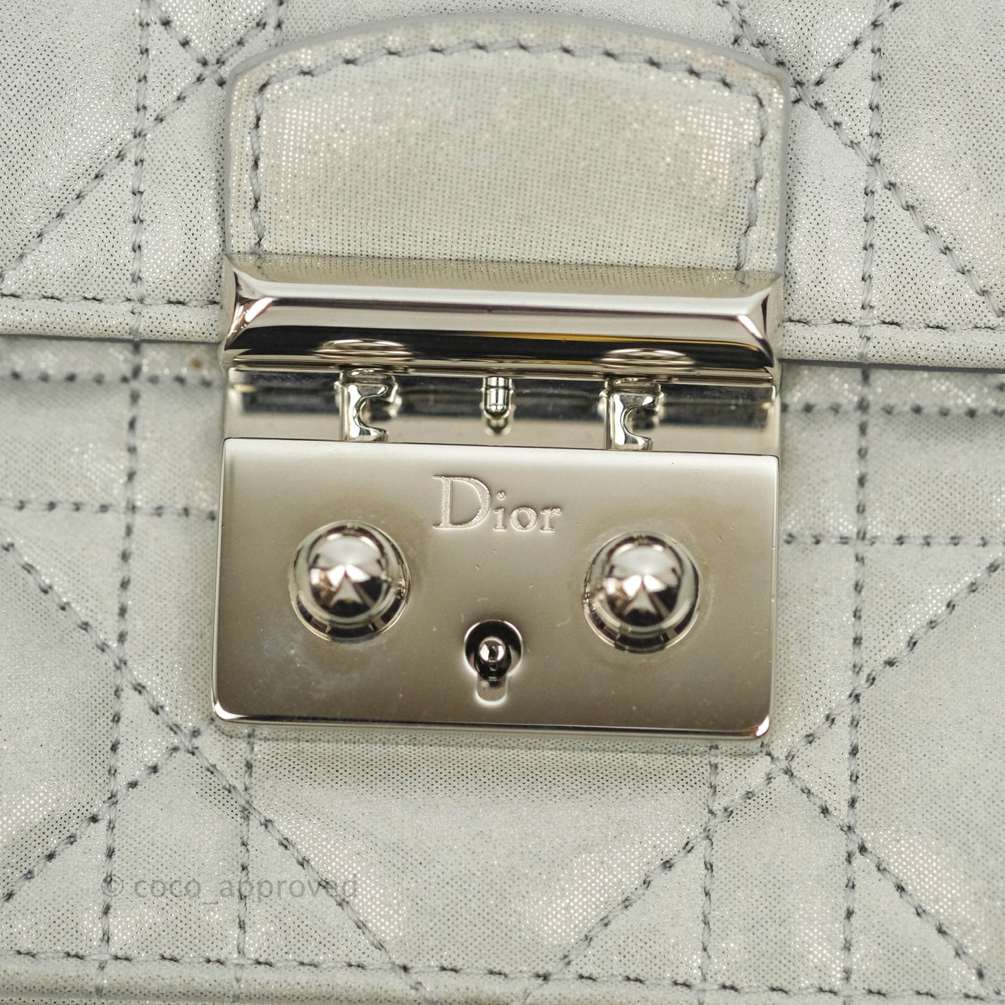 Christian Dior Miss Dior WOC Cannage Metallic Grey Silver Hardware