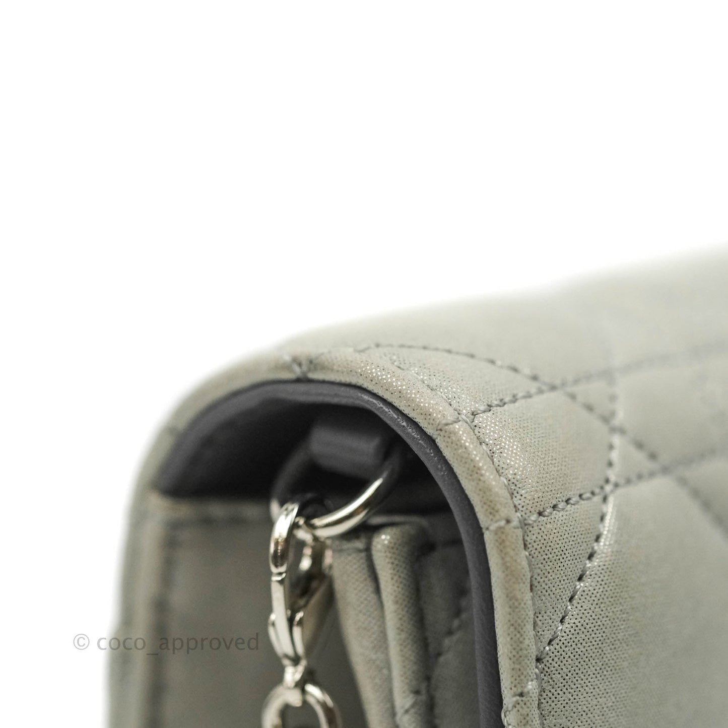 Christian Dior Miss Dior WOC Cannage Metallic Grey Silver Hardware