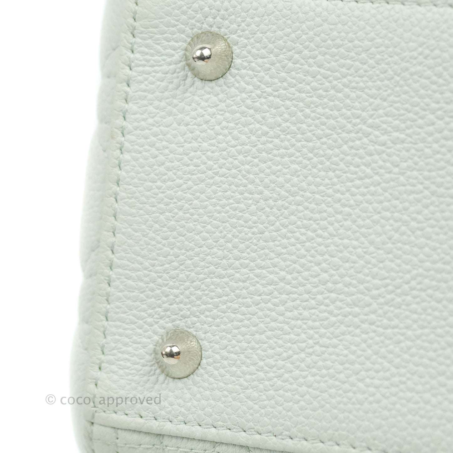 Christian Dior Medium Lady Dior Light Mint Grained Leather Silver Hardware