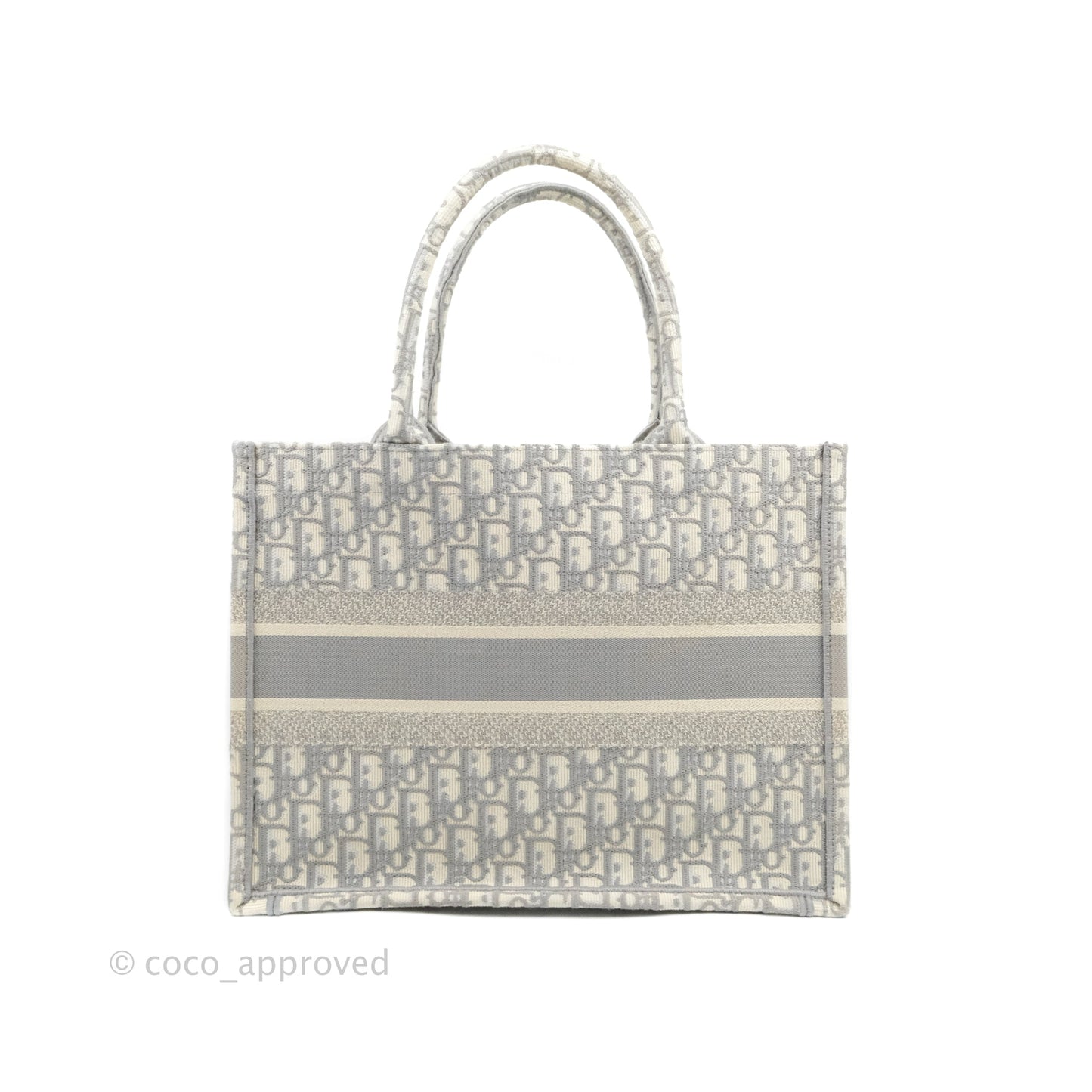 Christian Dior Medium (Old Small) Light Grey Oblique Embroidery Canvas Book Tote