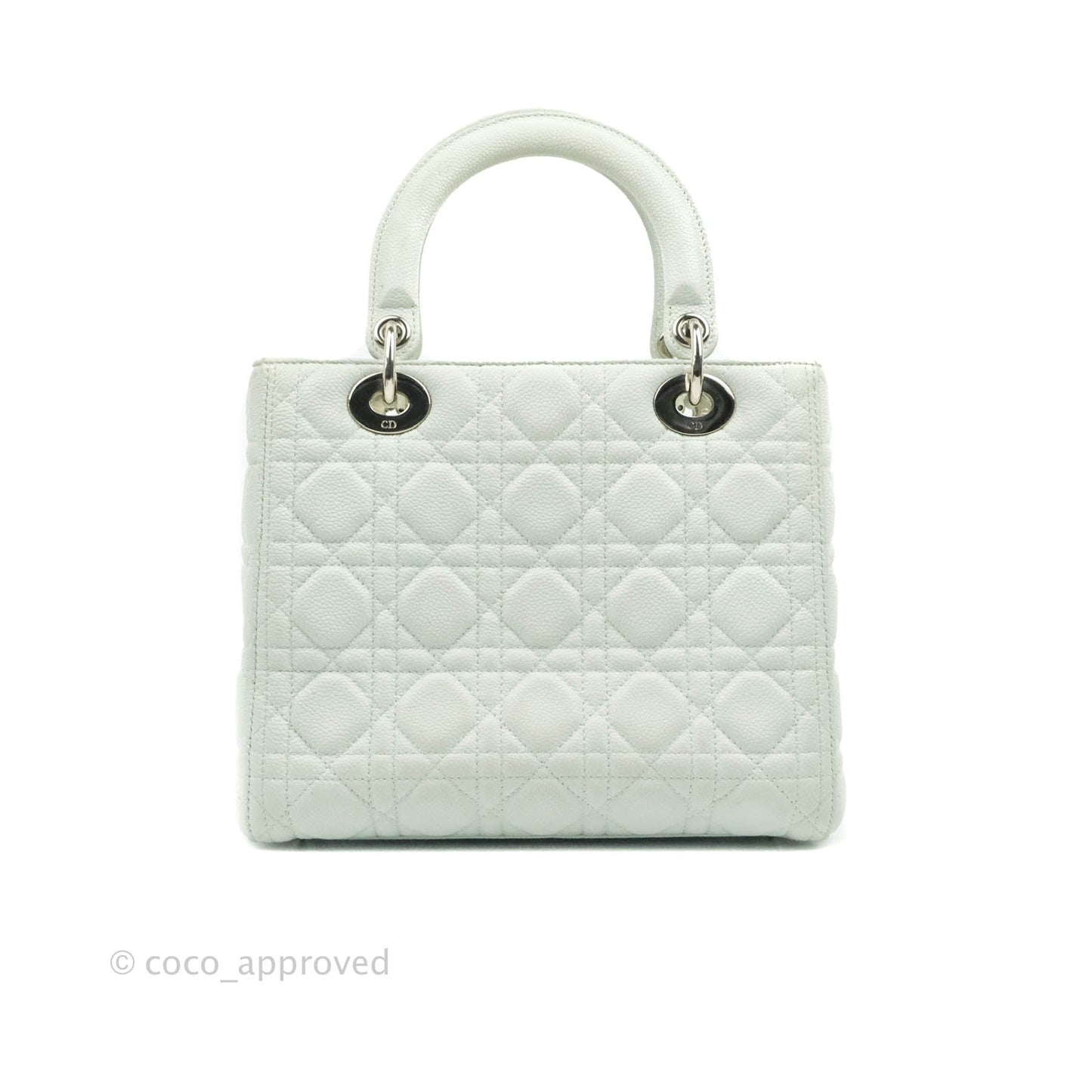 Christian Dior Medium Lady Dior Light Mint Grained Leather Silver Hardware