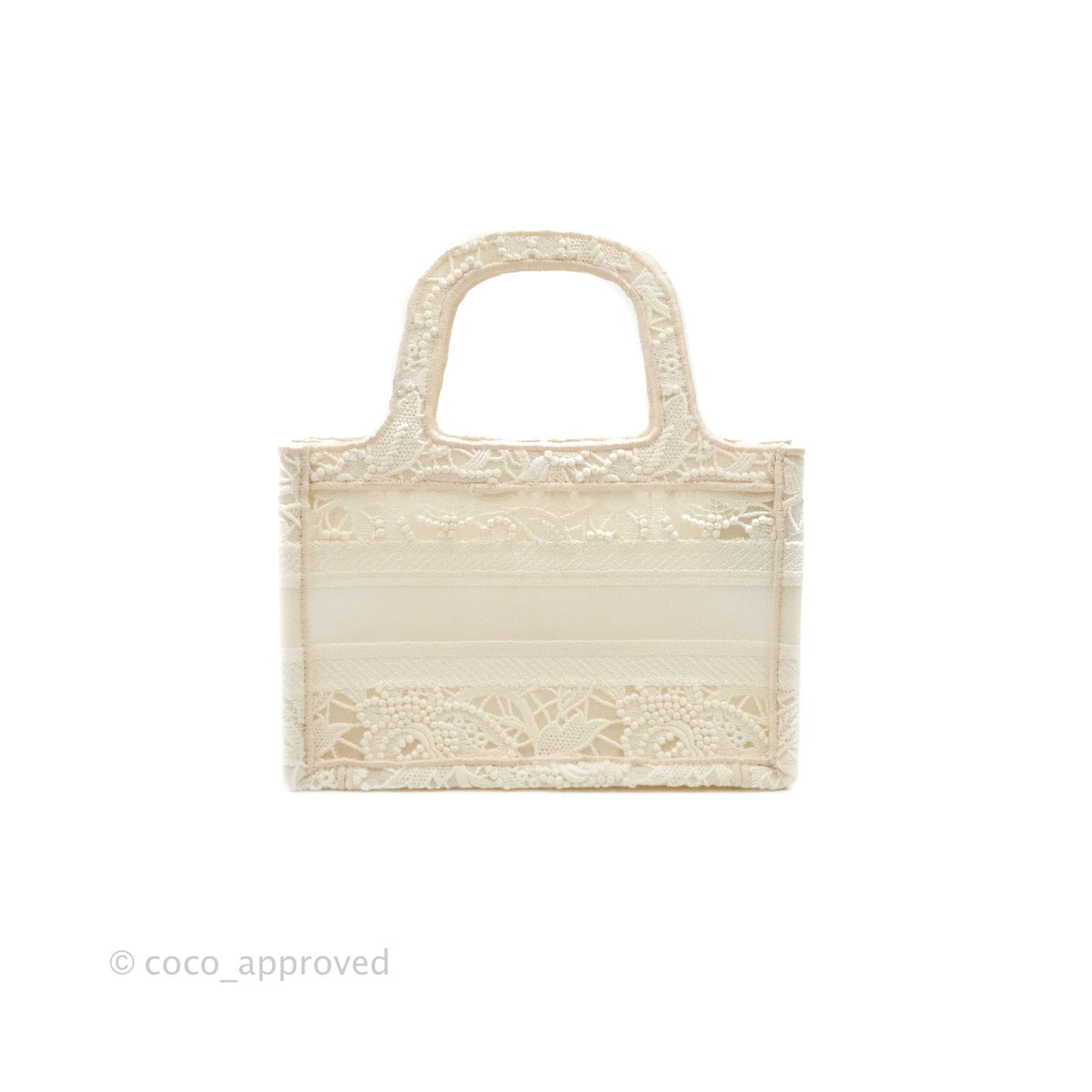 Dior Mini Book Tote Natural Macramé-Effect Embroidery