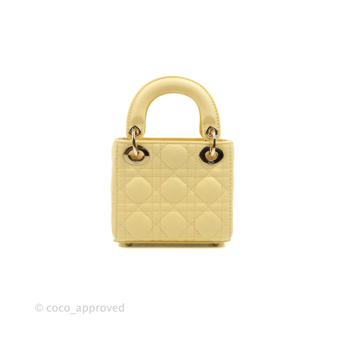 Christian Dior Micro Lady Dior Cannage Pale Yellow Lambskin Gold Hardware