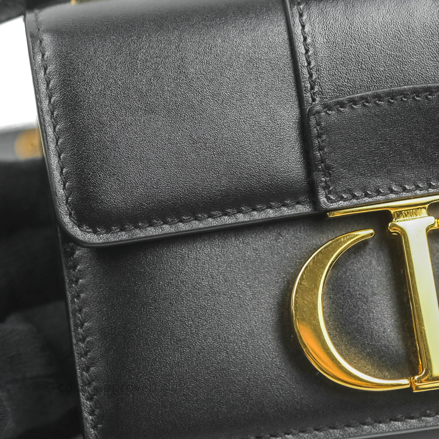 Christian Dior Smooth Calfskin Micro 30 Montaigne Flap Bag Black Gold Hardware