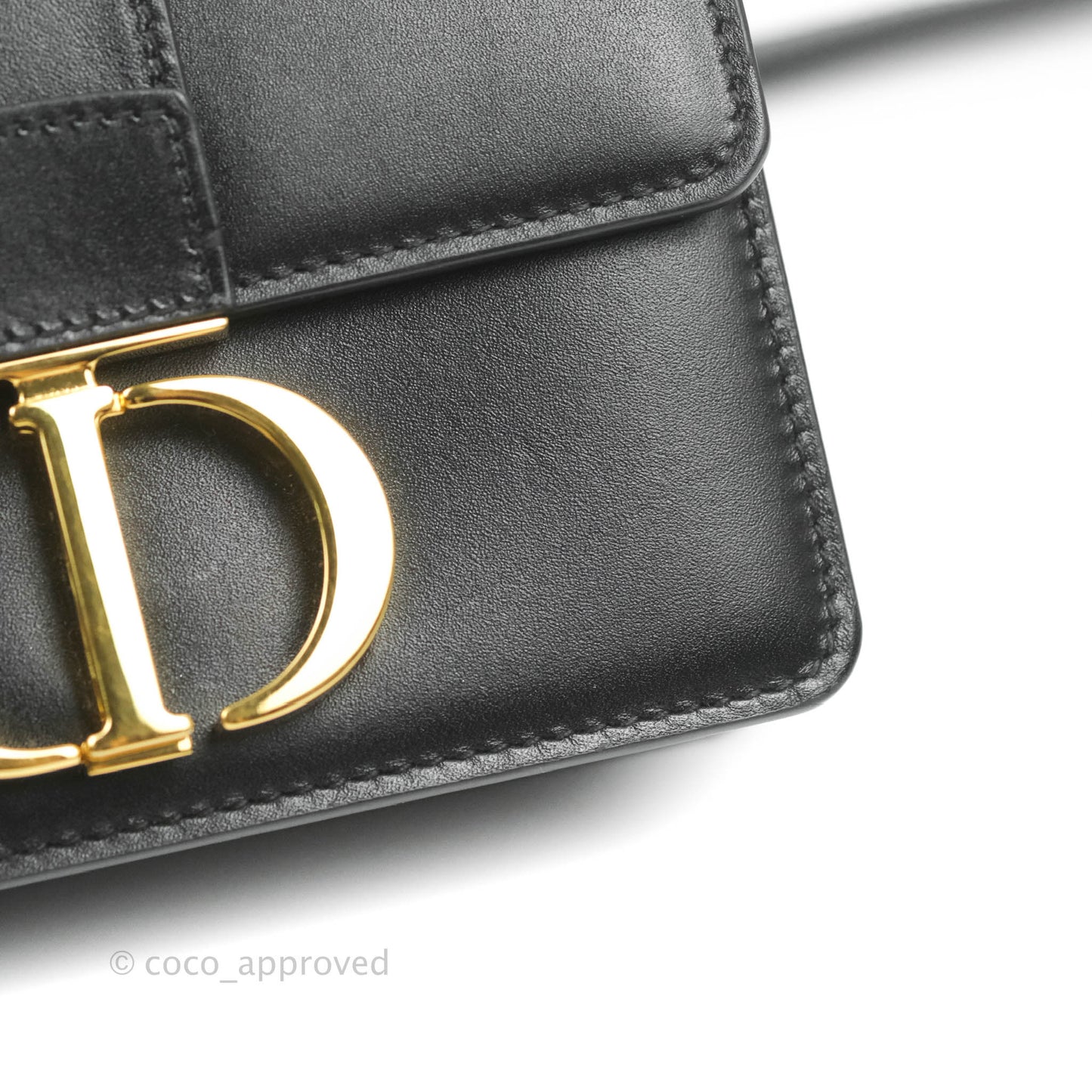 Christian Dior Smooth Calfskin Micro 30 Montaigne Flap Bag Black Gold Hardware