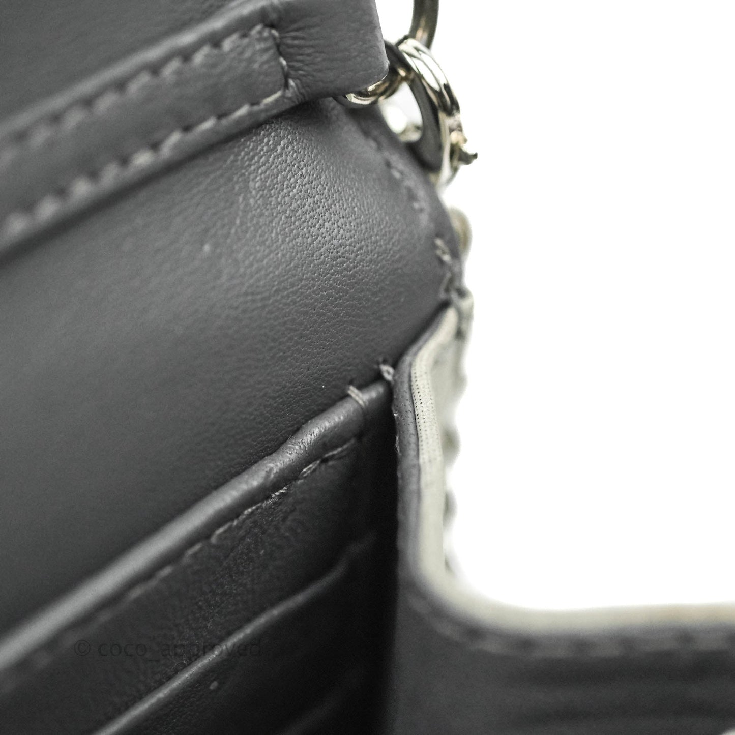 Christian Dior Miss Dior WOC Cannage Metallic Grey Silver Hardware