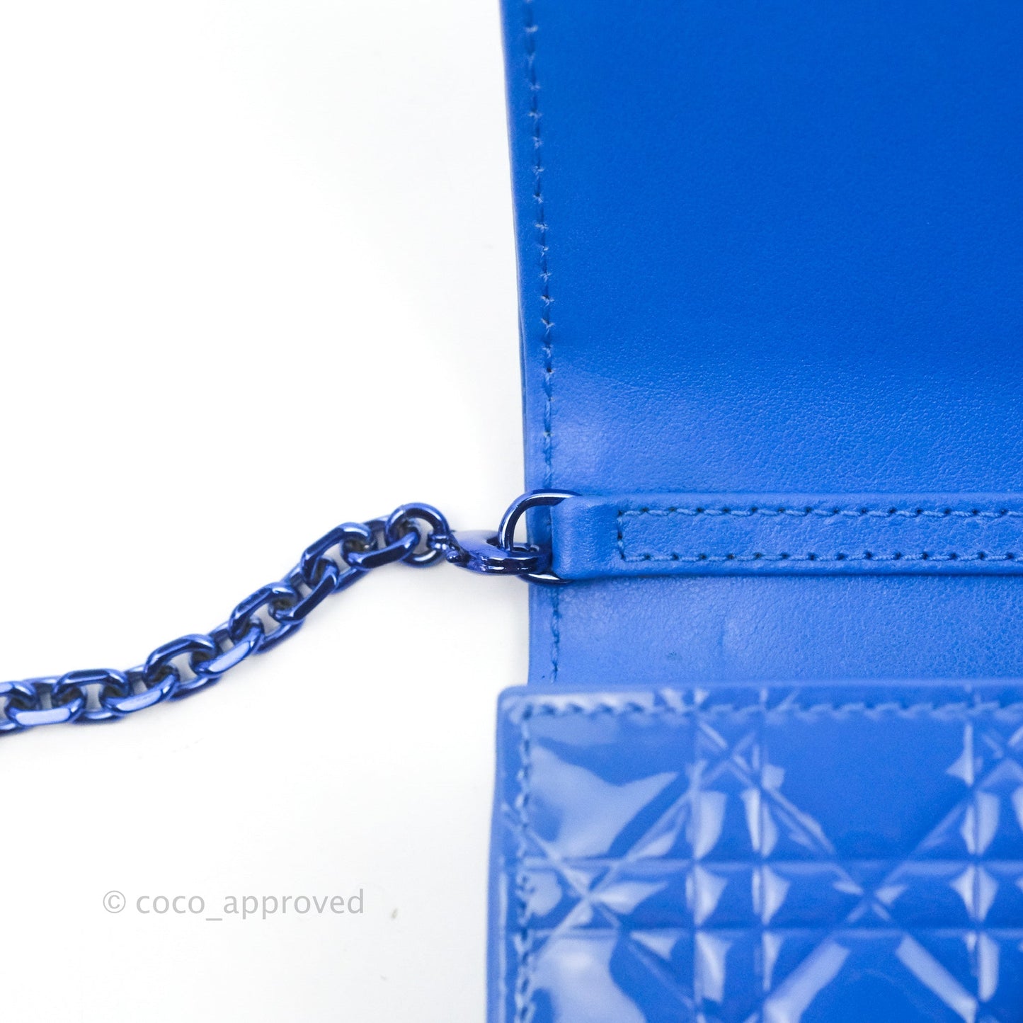 Christian Dior Lady Dior Clutch Bag Cannage Patent Blue