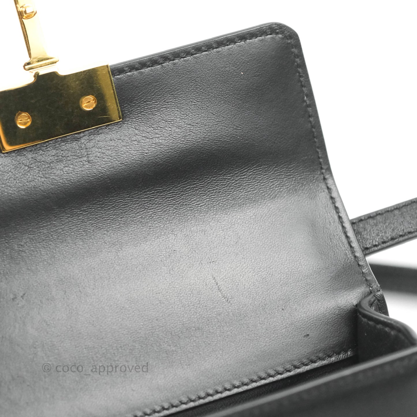 Christian Dior Smooth Calfskin Micro 30 Montaigne Flap Bag Black Gold Hardware