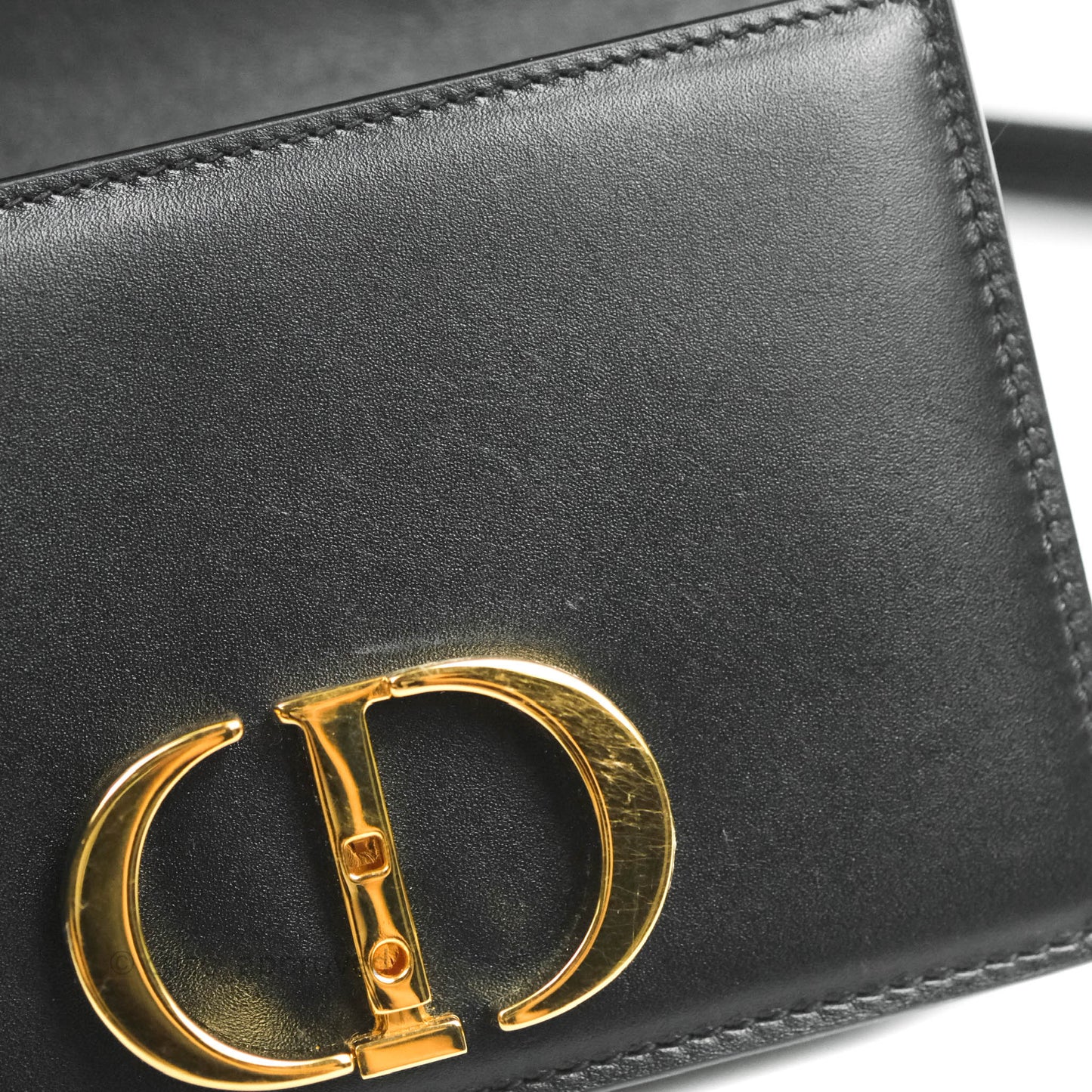 Christian Dior Smooth Calfskin Micro 30 Montaigne Flap Bag Black Gold Hardware