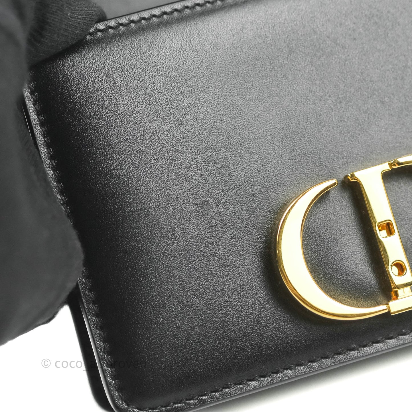 Christian Dior Smooth Calfskin Micro 30 Montaigne Flap Bag Black Gold Hardware