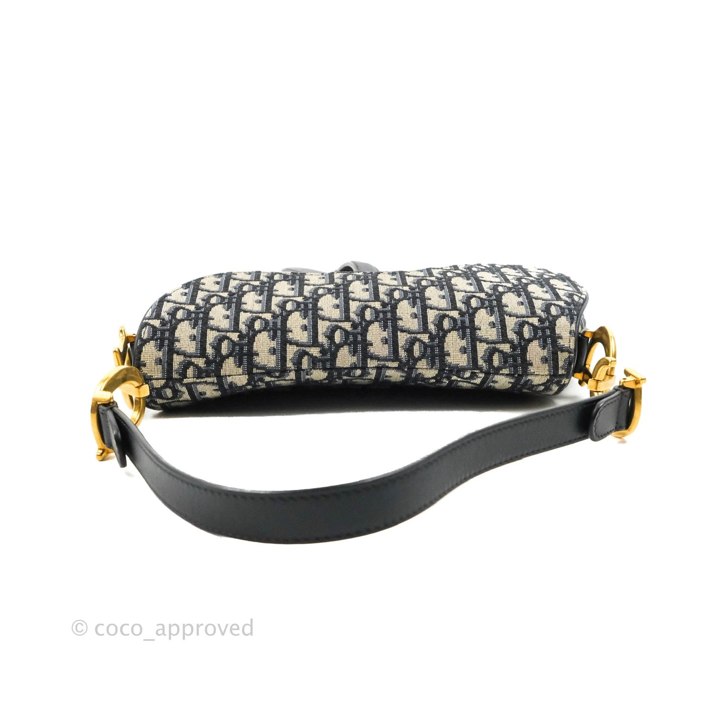 Christian Dior Saddle Medium Blue Oblique Jacquard Gold Hardware