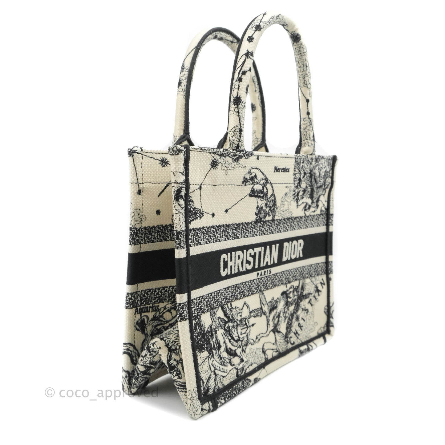 Christian Dior New Small Latte Dior Zodiac Embroidery Canvas Book Tote