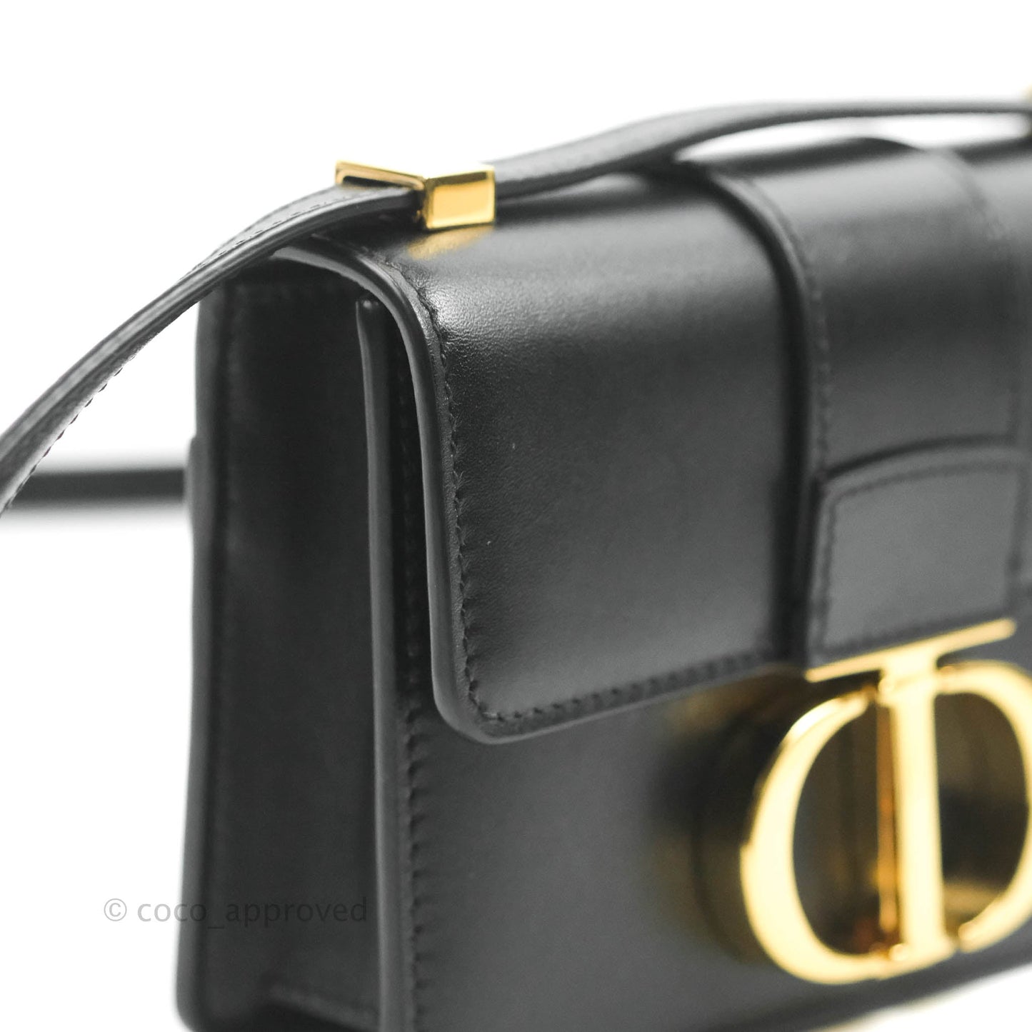 Christian Dior Smooth Calfskin Micro 30 Montaigne Flap Bag Black Gold Hardware