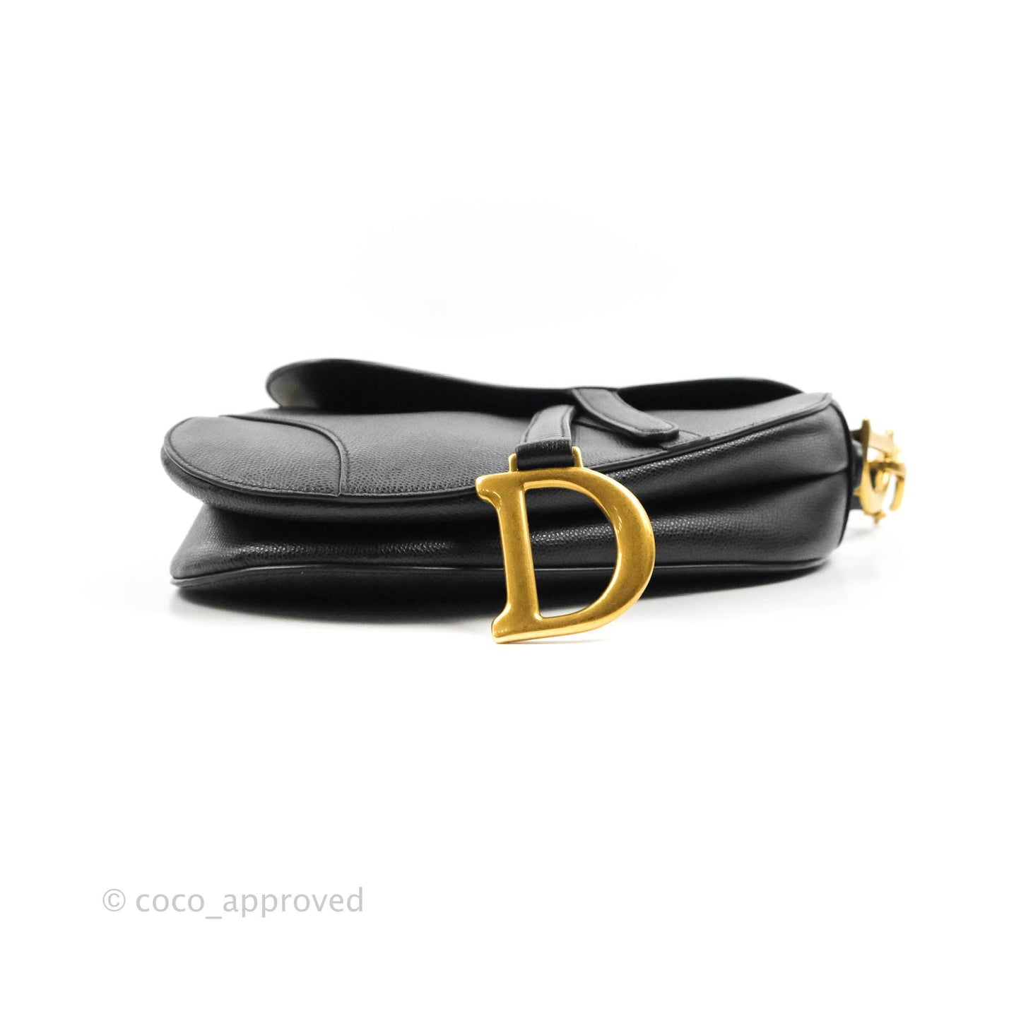 Christian Dior Saddle Bag Black Grained Calfskin Gold Hardware