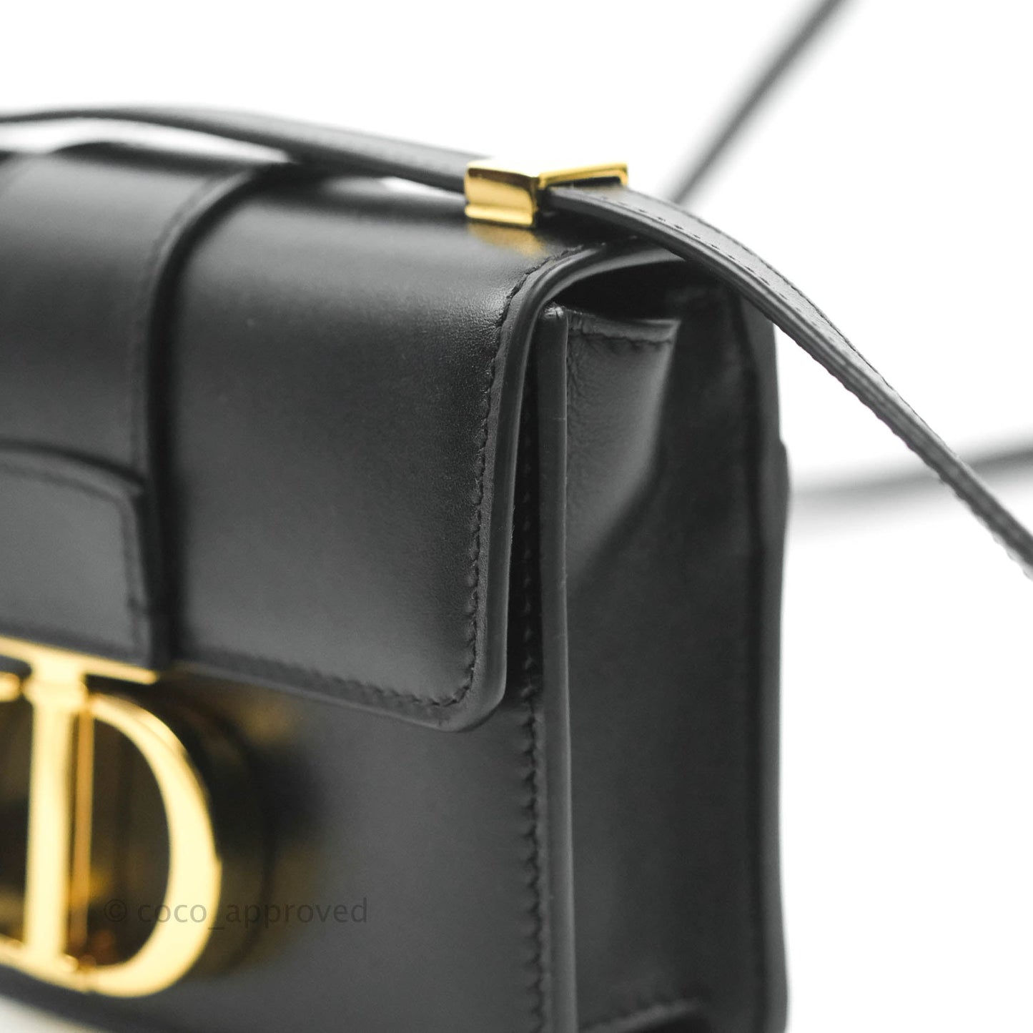 Christian Dior Smooth Calfskin Micro 30 Montaigne Flap Bag Black Gold Hardware
