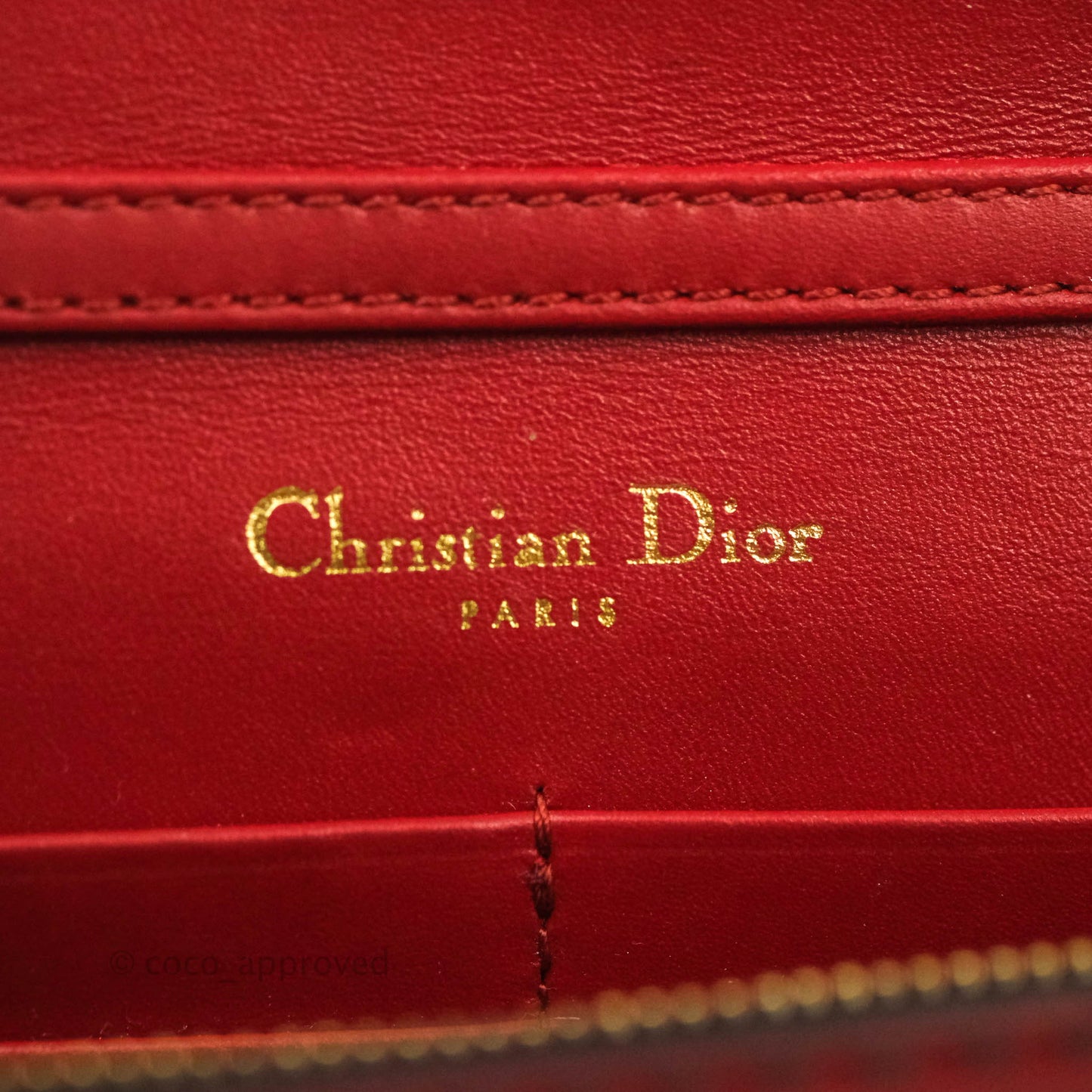 Christian Dior J'Adior Pouch with Chain Red Calfskin